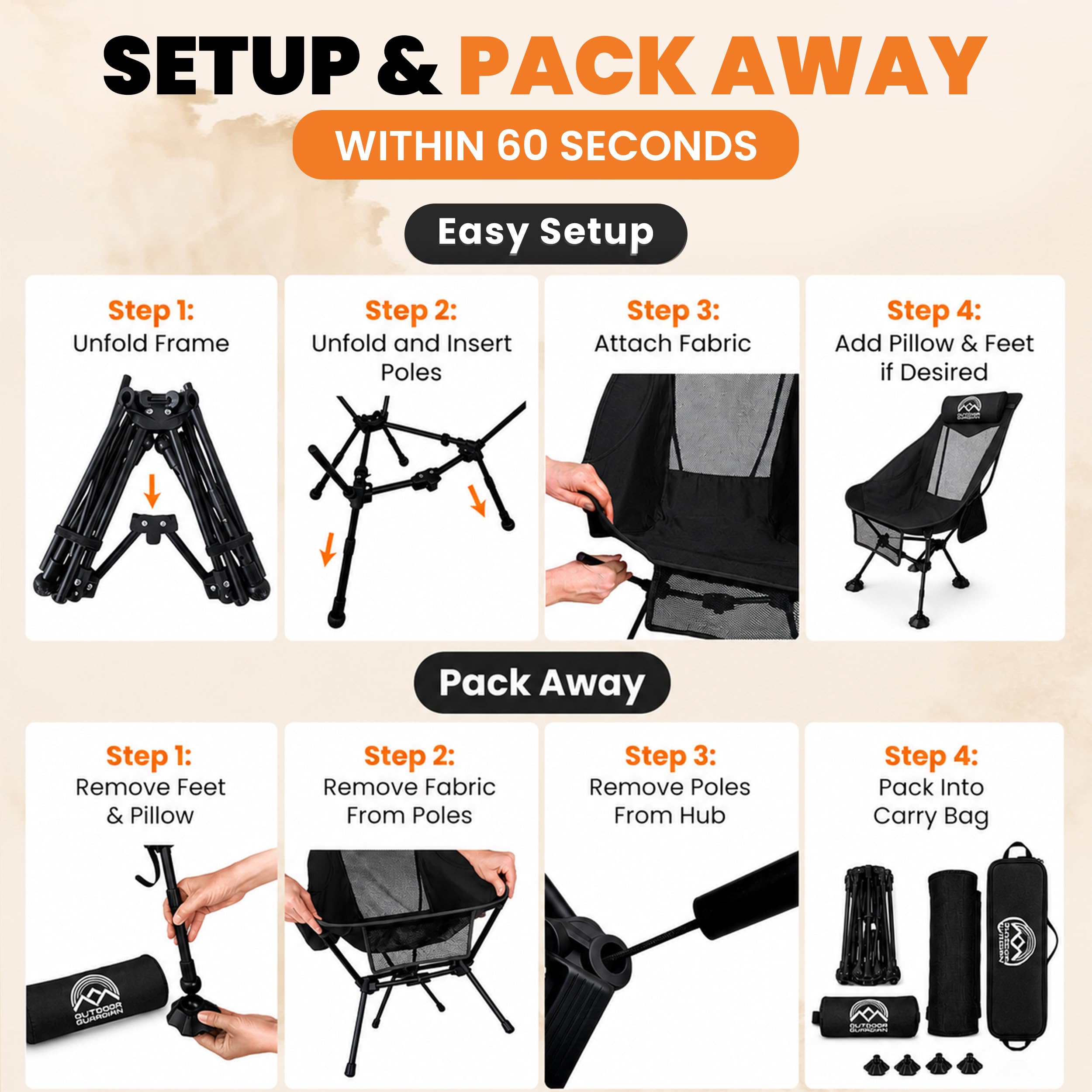 Outdoor Guardian lifestyle campsite setup illustrating portable comfort at camp