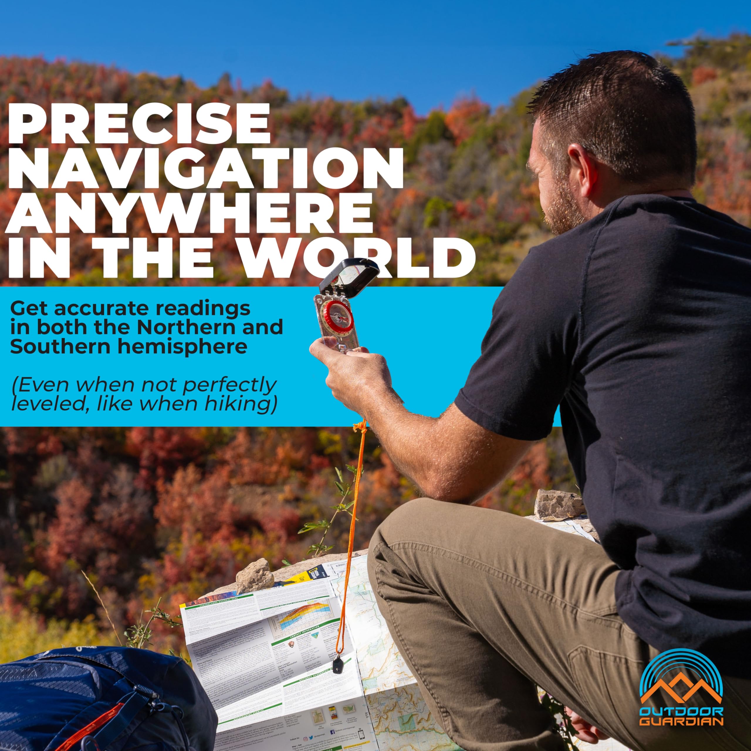Outdoor Guardian Pathfinder mirror close-up demonstrating precise sighting and emergency signaling