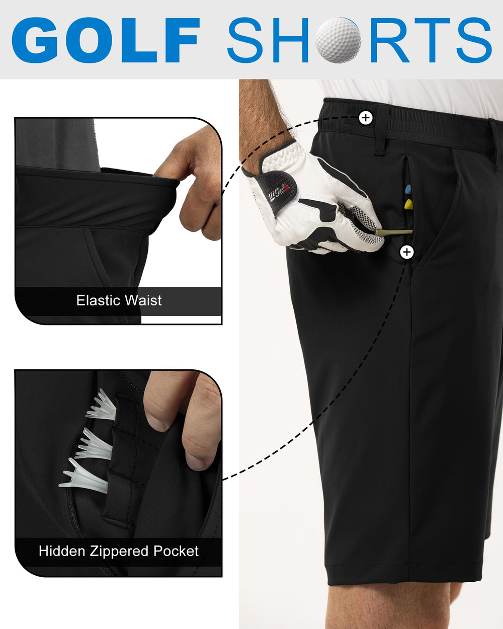 Outdoor Ventures shorts in use on a golf course demonstrating freedom of movement