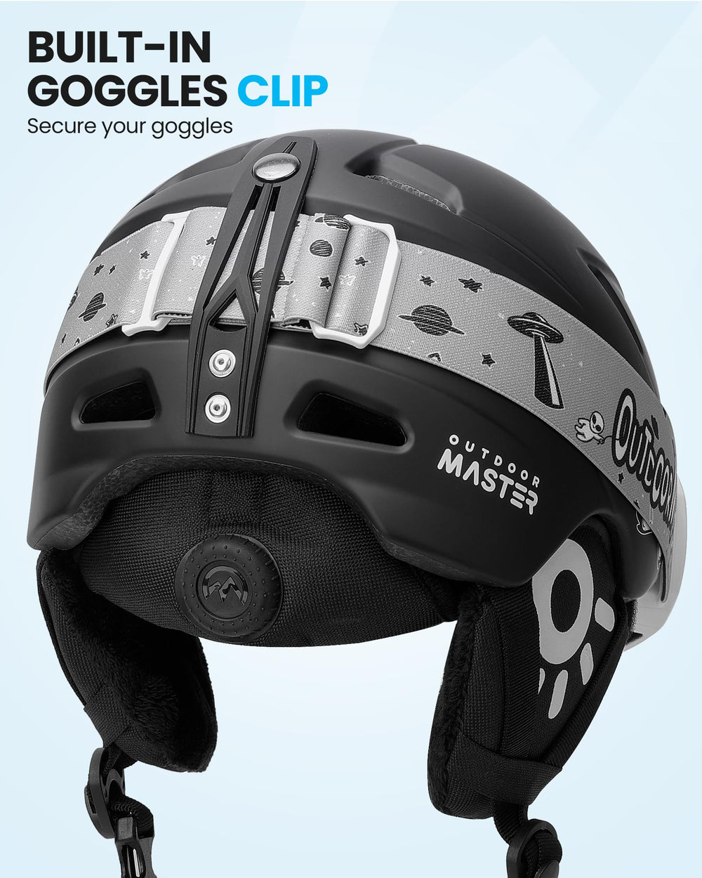 OutdoorMaster Anoa goggles strap and foam close-up demonstrating snug sealing