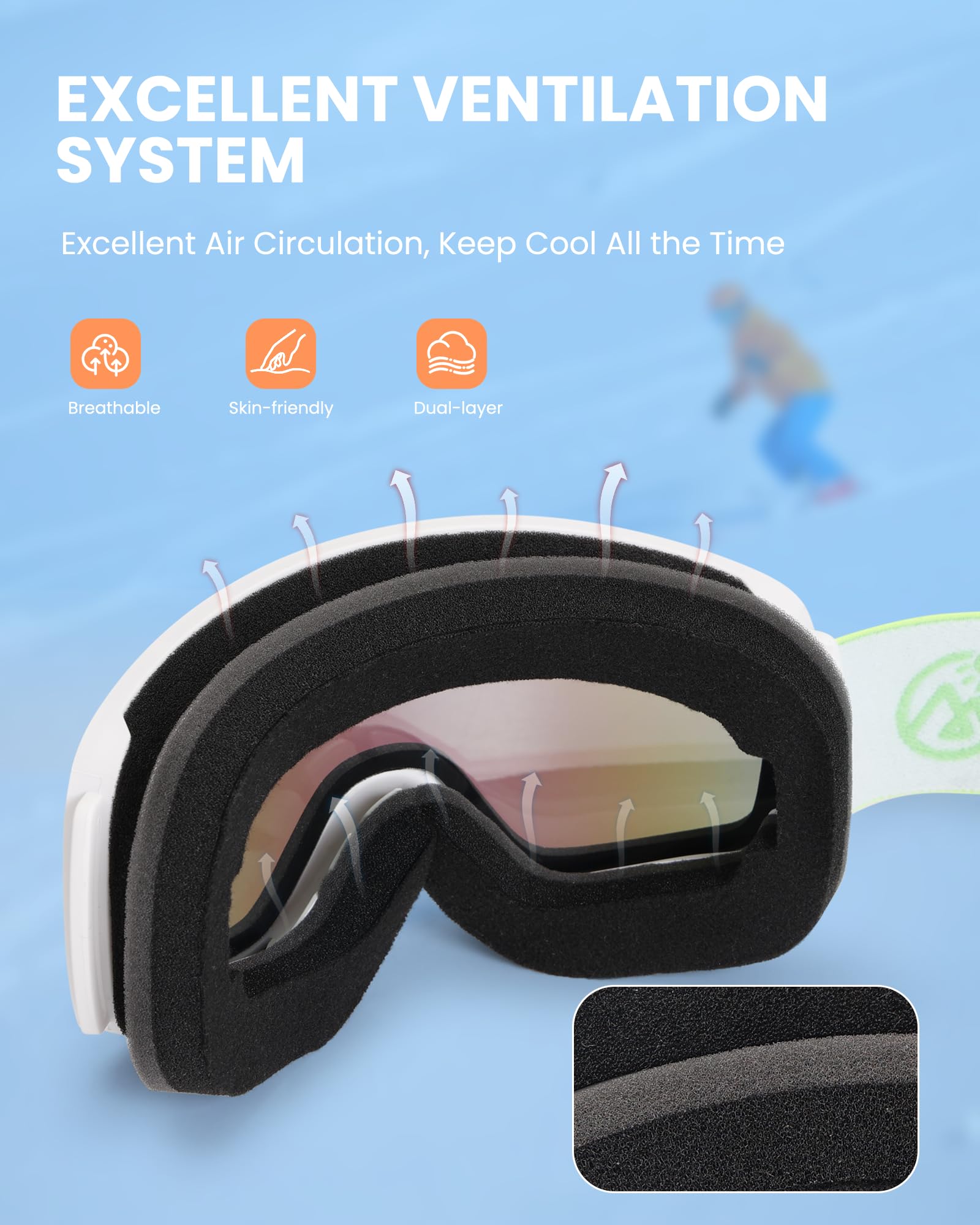 OutdoorMaster child wearing goggles on slope showing visibility and protection benefit