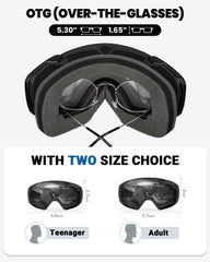 OutdoorMaster closeup of dual-layer lens highlighting anti-fog and UV400 protection