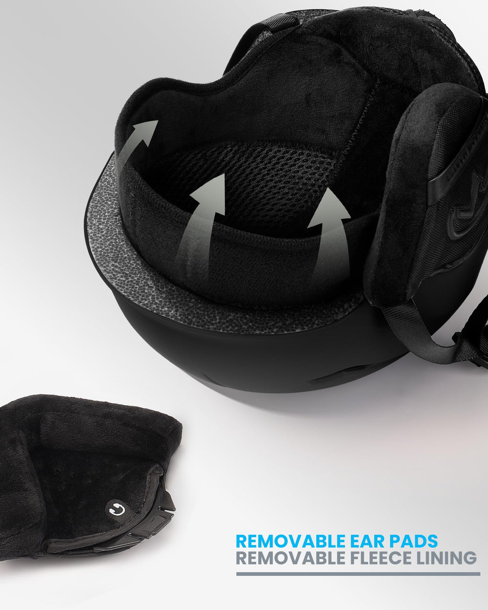 OutdoorMaster detachable lining and earpads displayed for easy cleaning and warmth
