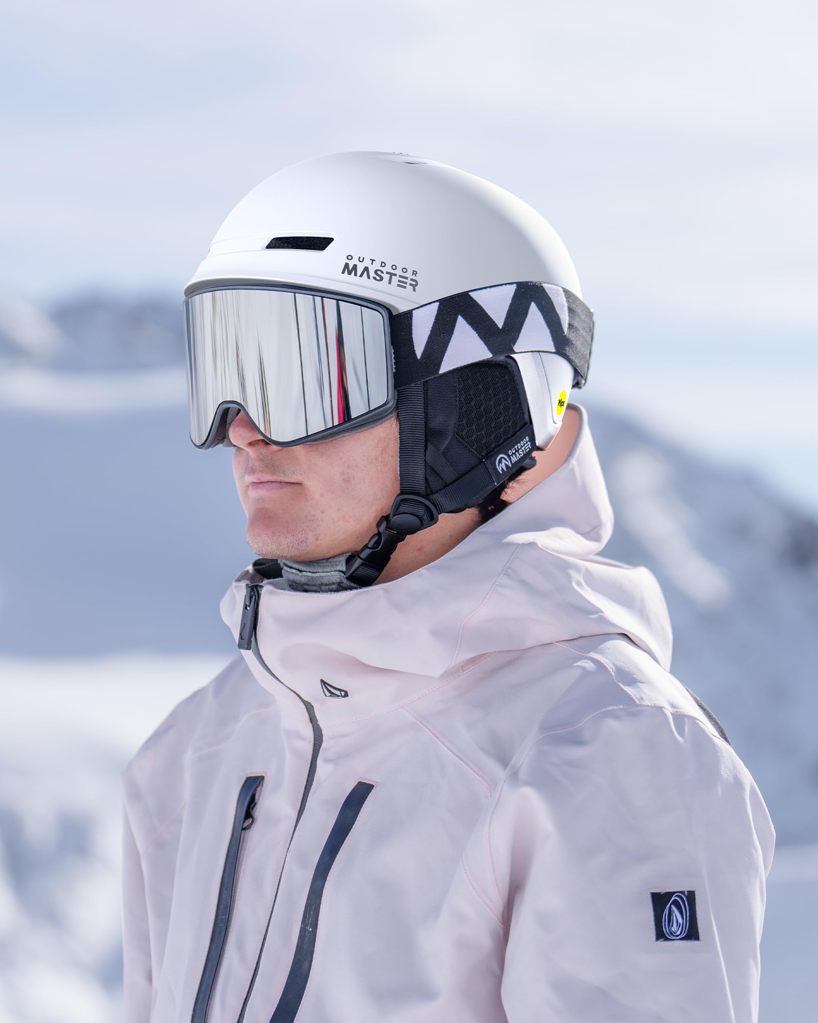 OutdoorMaster helmet beside measuring tape showing sizing guidance and fit confidence