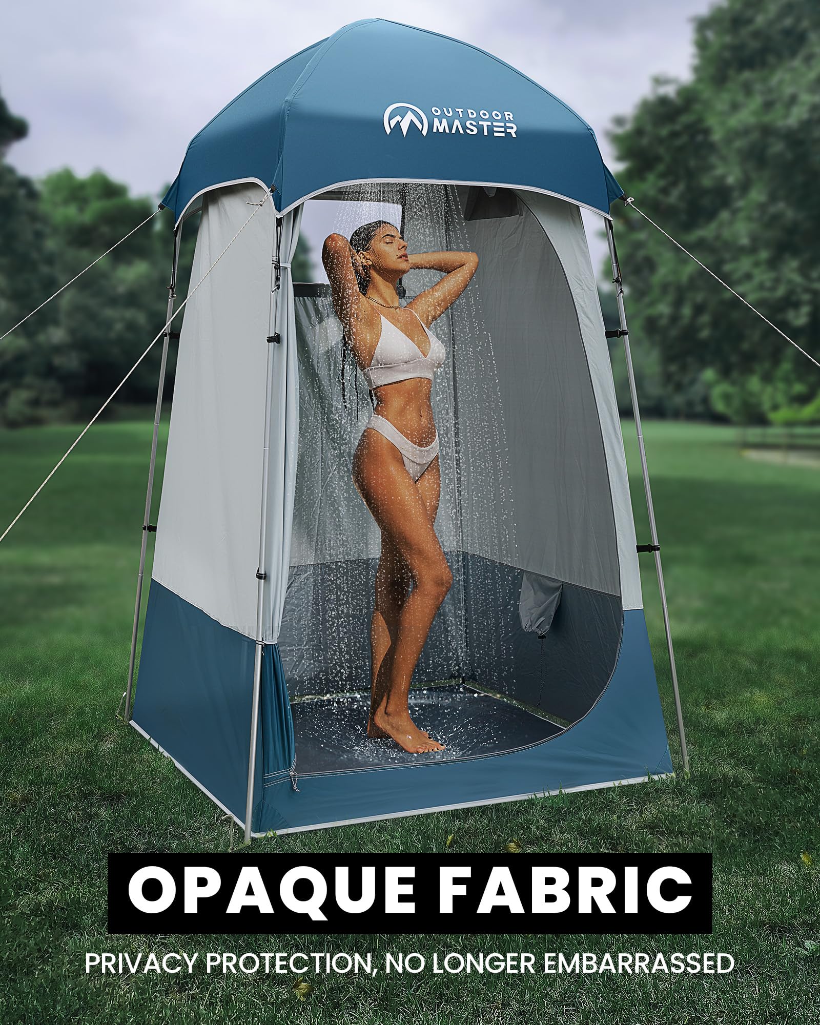 OutdoorMaster fabric close-up displaying opaque silver-plated weave for privacy benefit