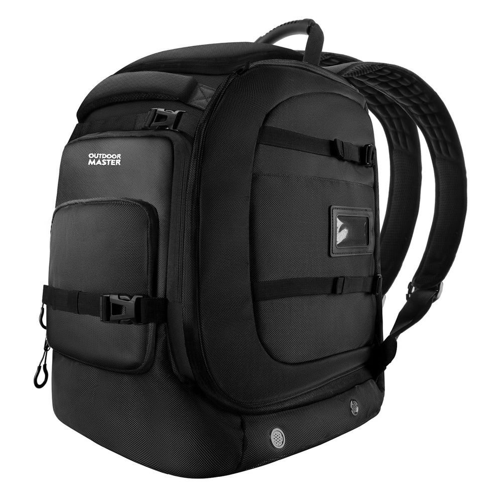 OutdoorMaster front view of boot bag showing compartments and durable shell for protection