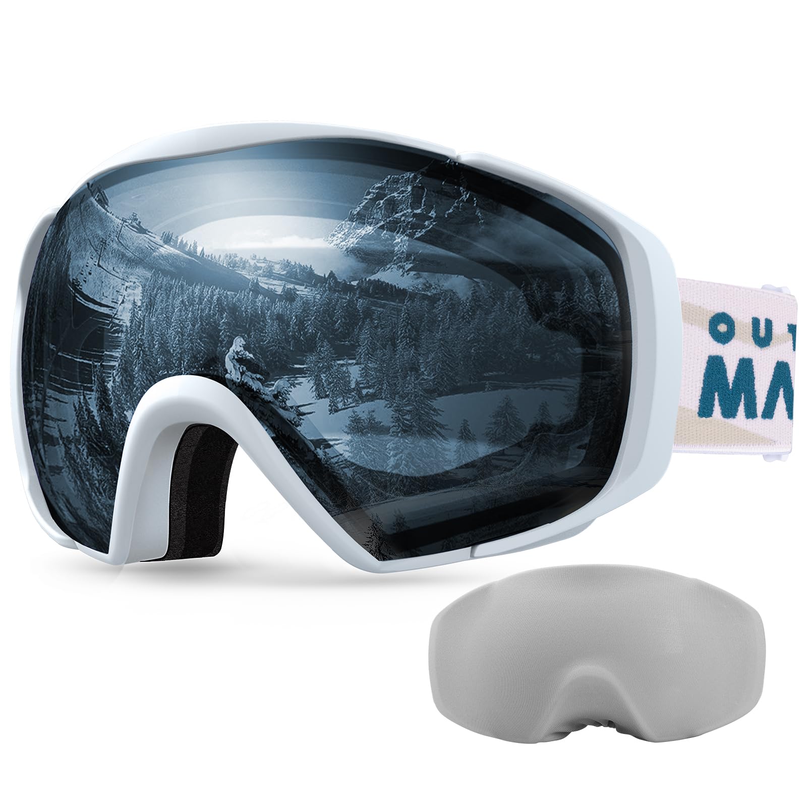 OutdoorMaster front view goggles showing frame and strap, comfortable fit benefit