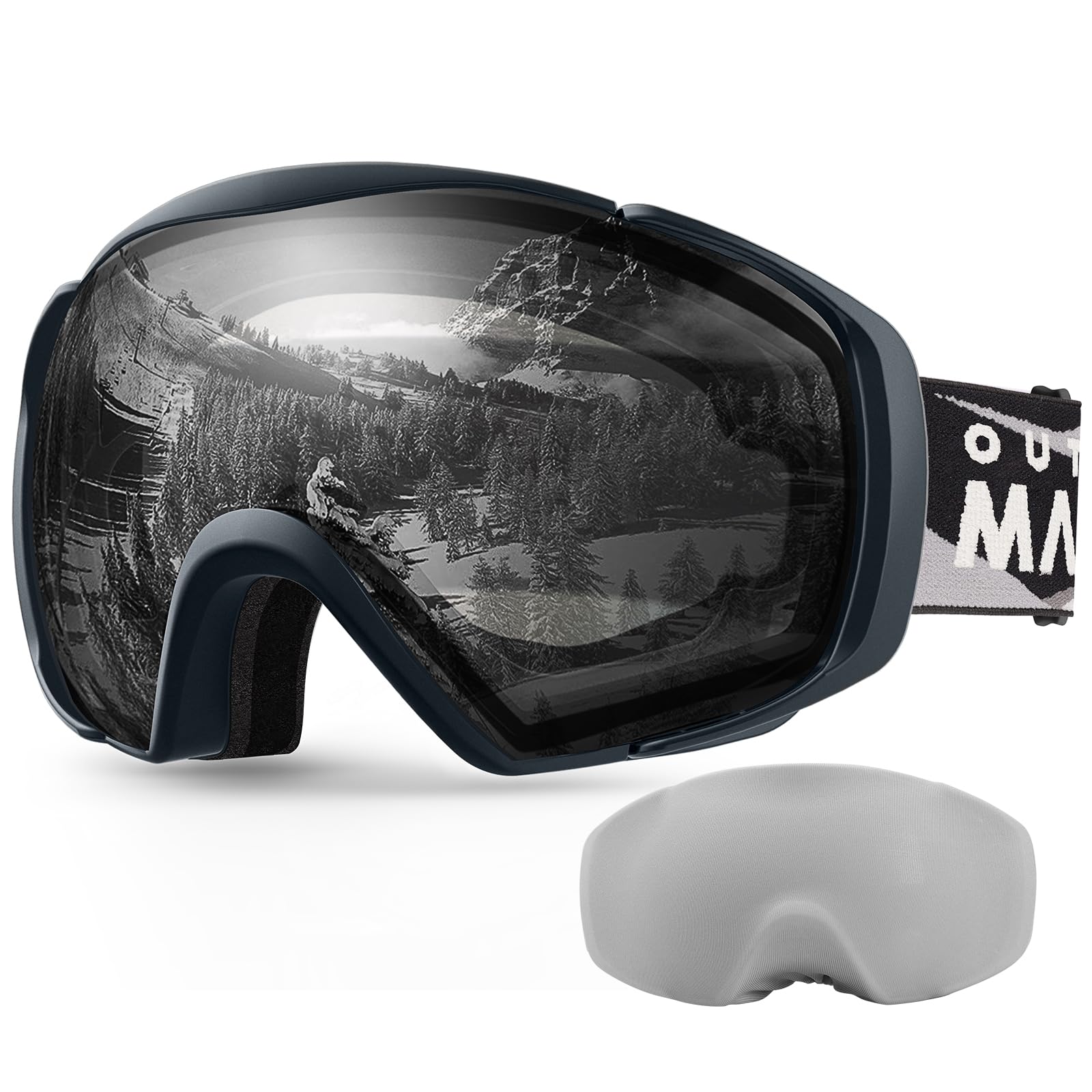 OutdoorMaster front view of goggles showing full-frame protection and clear field of vision