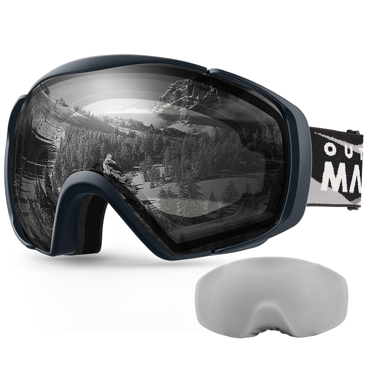 OutdoorMaster front view of goggles showing full-frame protection and clear field of vision