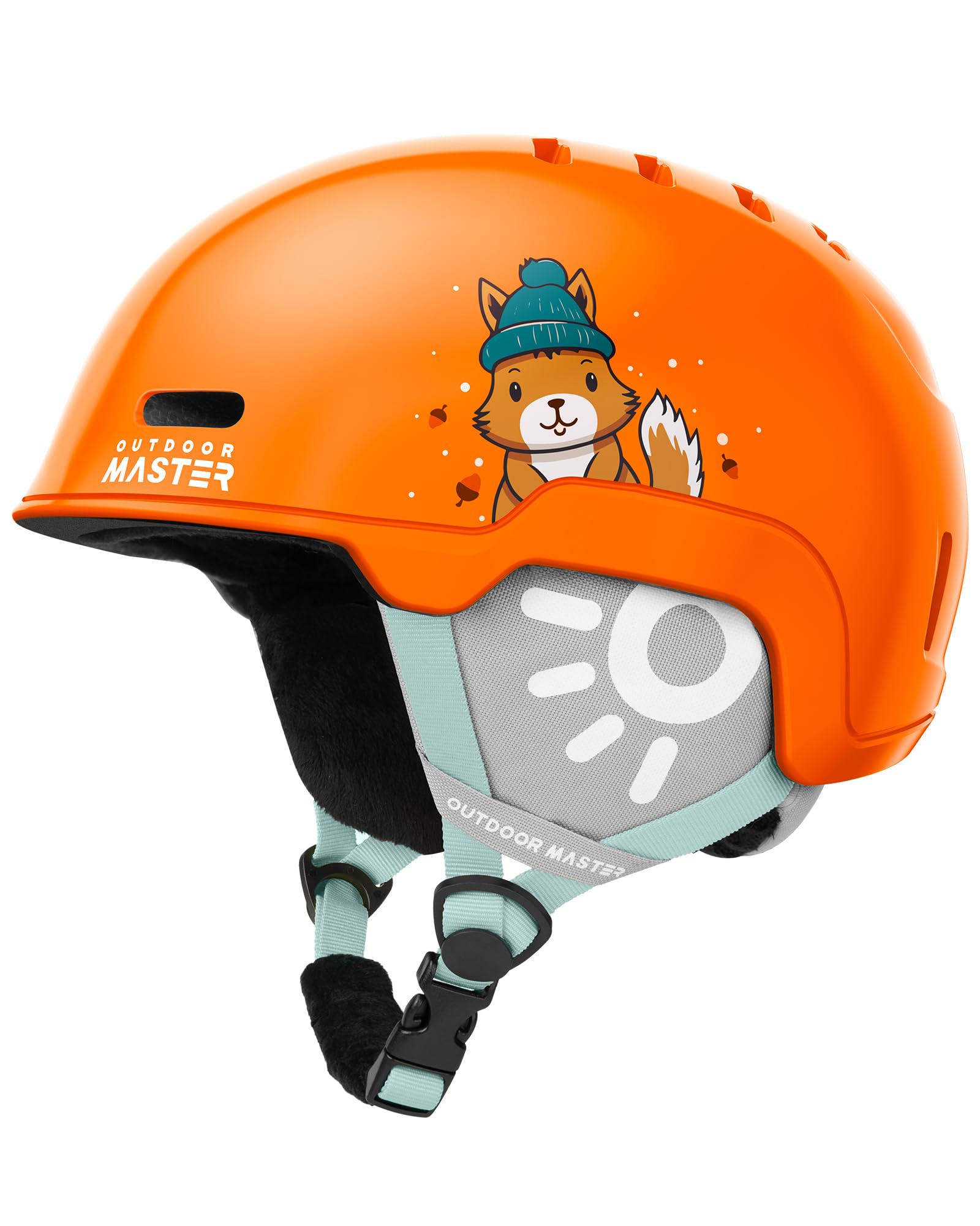 OutdoorMaster front view orange helmet showing secure fit and visibility