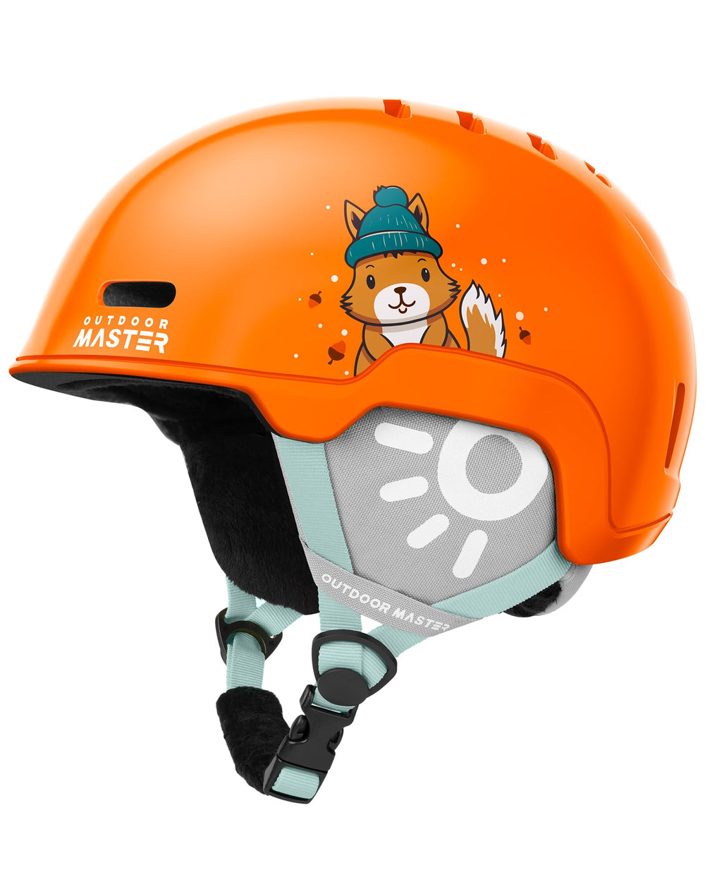 OutdoorMaster front view orange XS helmet showing shell and fit benefit