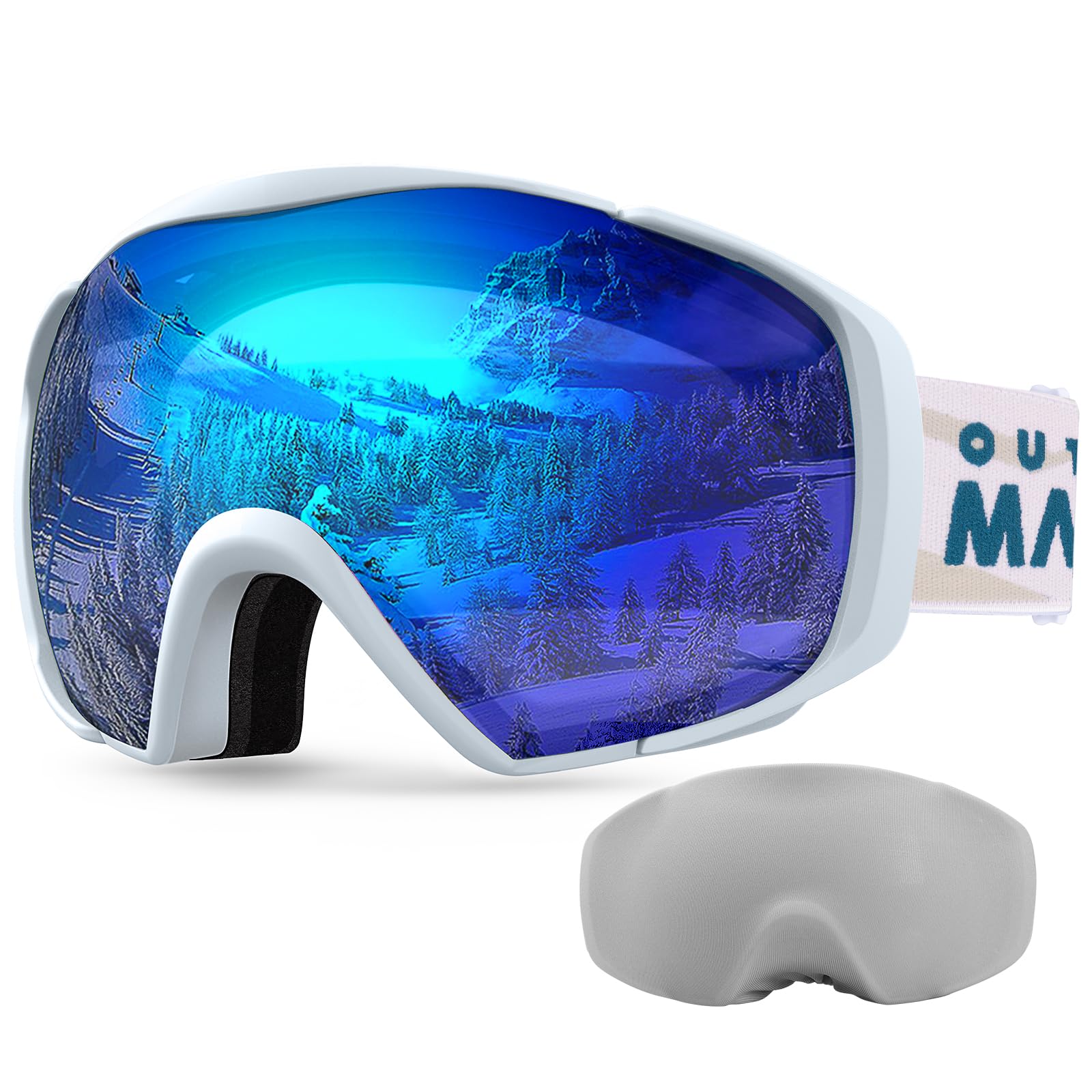 OutdoorMaster front view showing frame and strap, reliable fit on face