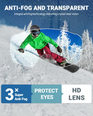 OutdoorMaster goggles mounted on helmet demonstrating helmet compatibility benefit