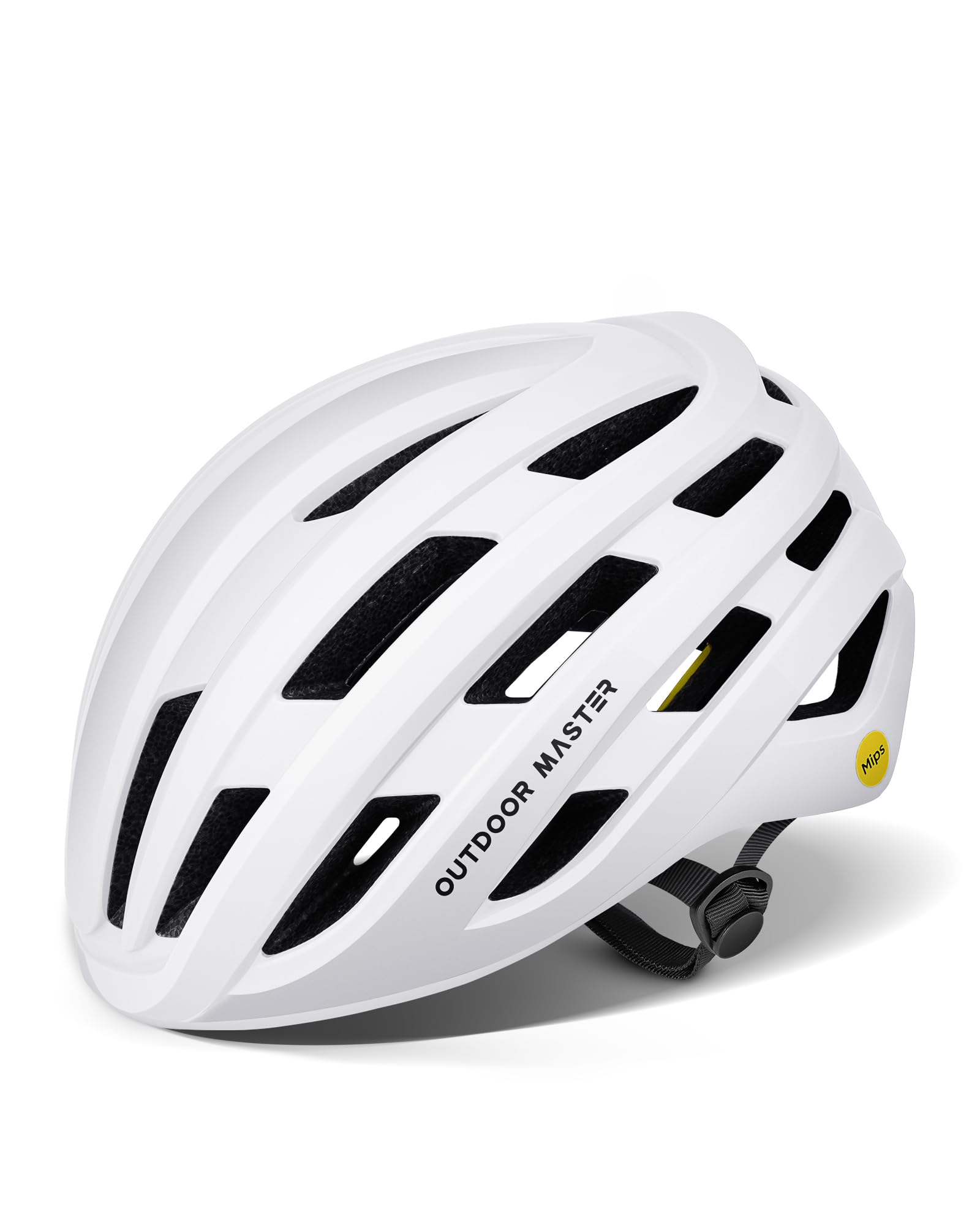 OutdoorMaster helmet front view showing aerodynamic shell and secure fit benefit