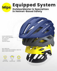 OutdoorMaster helmet side profile highlighting aerodynamic shape and secure fit benefit