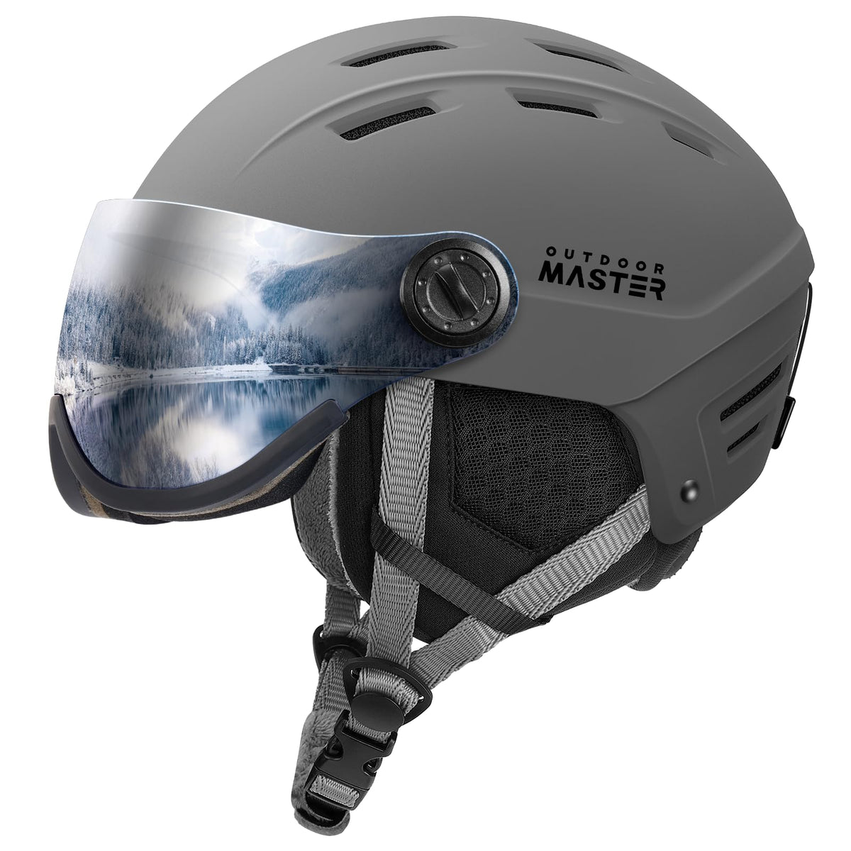 OutdoorMaster helmet front view with visor showing all-season coverage