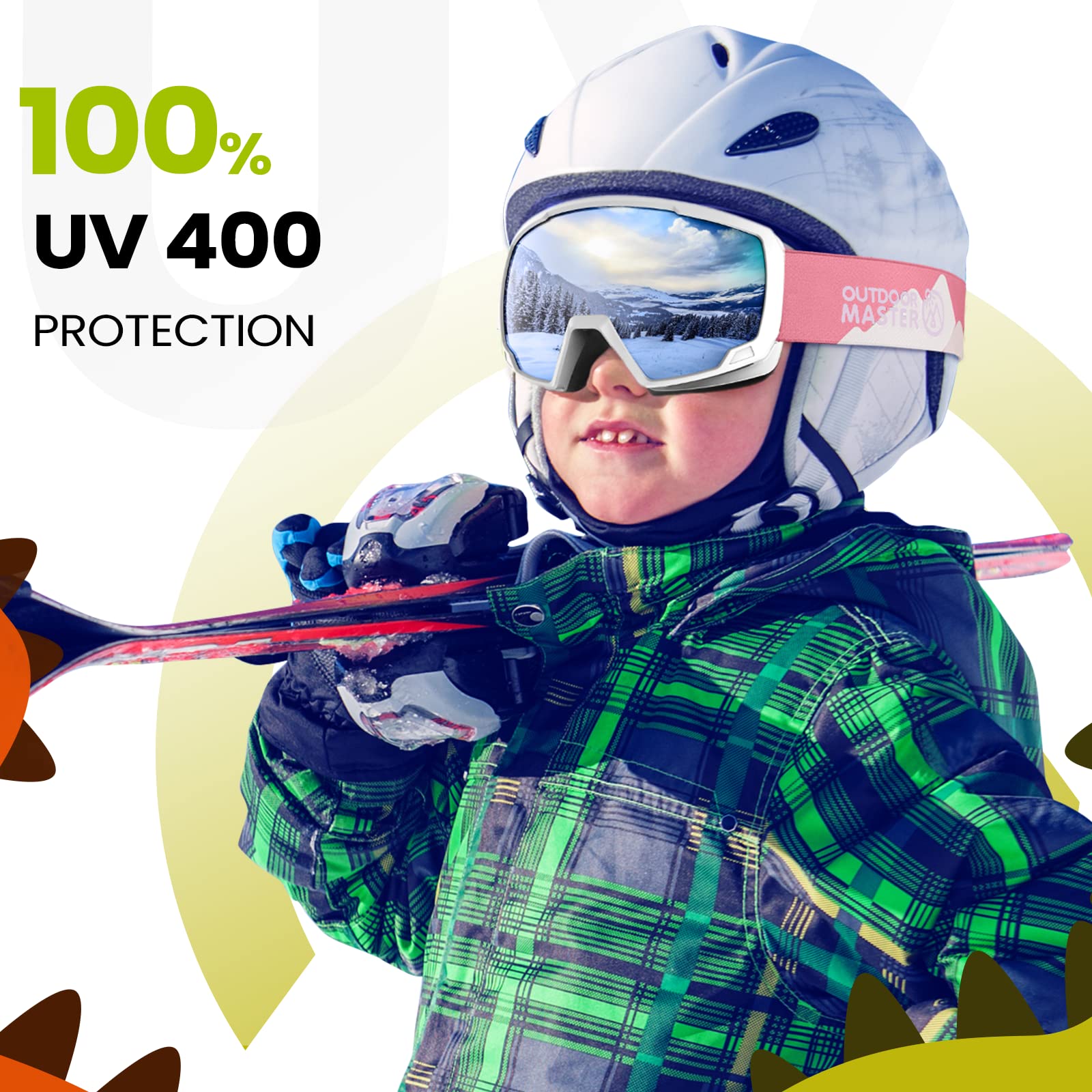 OutdoorMaster goggles fitted with helmet showing secure helmet compatibility