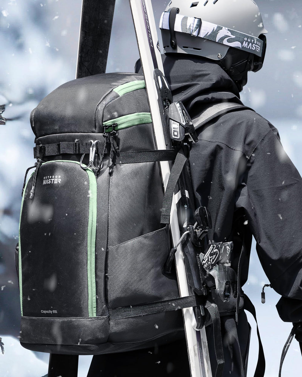 OutdoorMaster lifestyle image being carried to slopes for hands-free travel