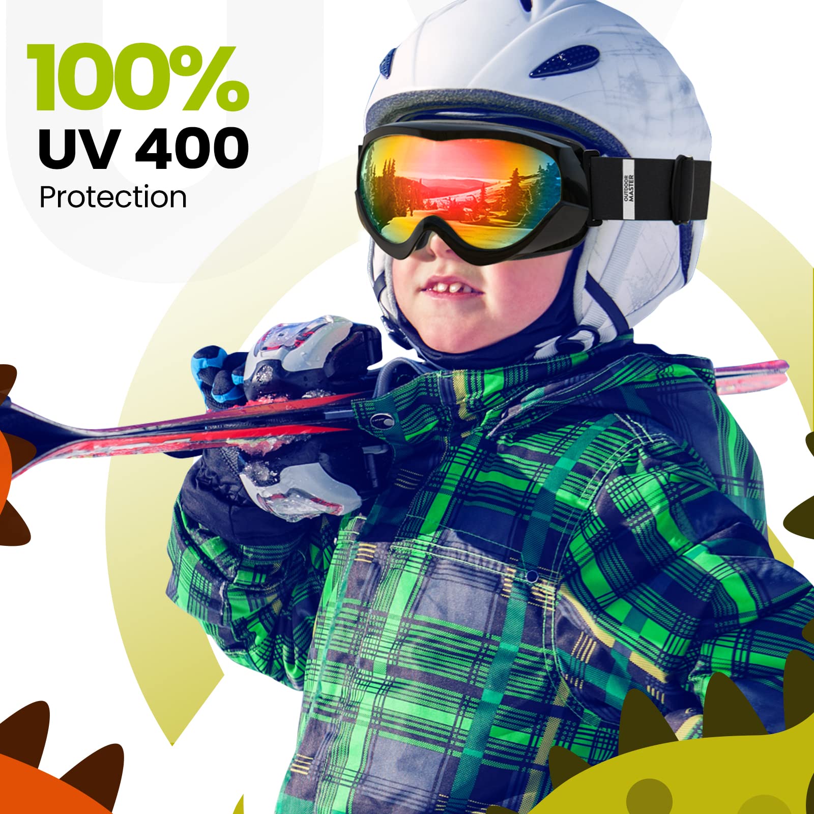 OutdoorMaster lens reflection detail showing UV400 protection and reduced glare benefit