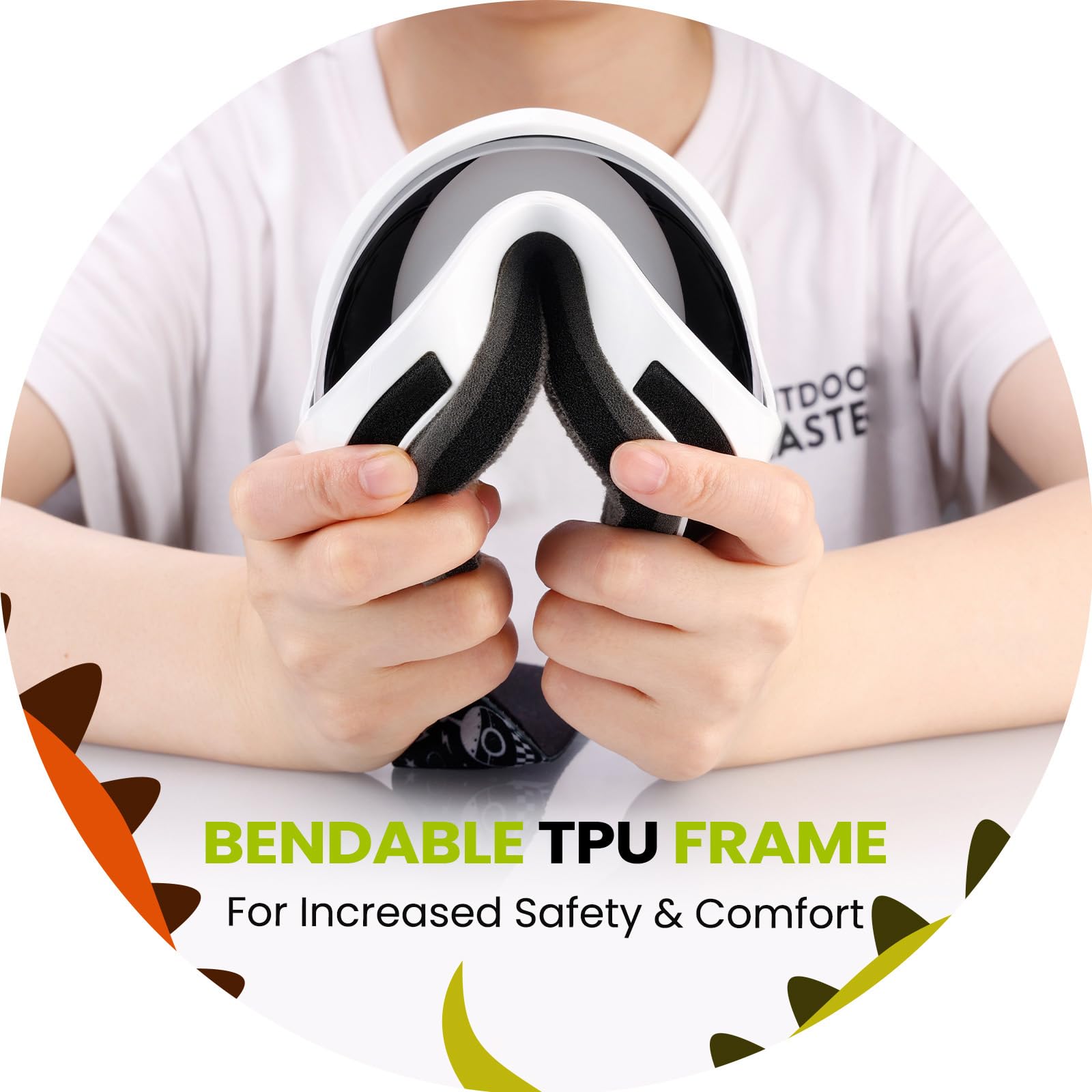 OutdoorMaster goggles paired with ski helmet showing helmet compatibility