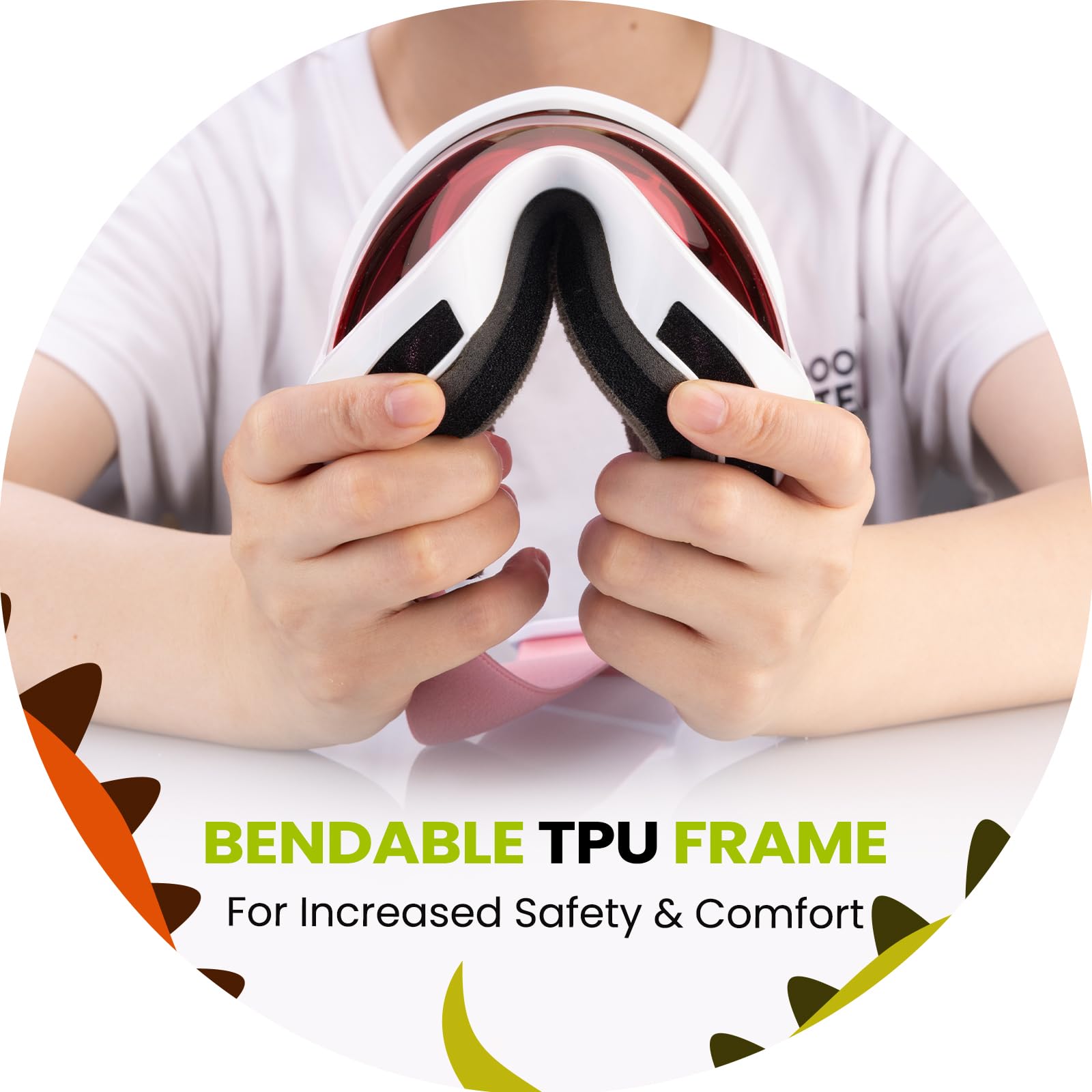OutdoorMaster goggles held in hand to show compact size and lightweight portability