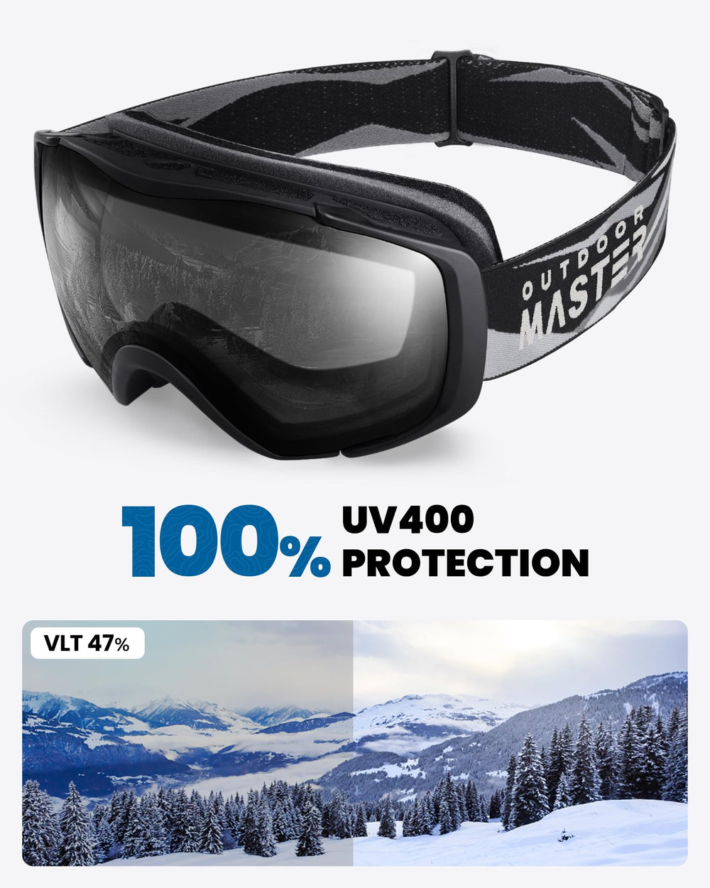OutdoorMaster OTG fit showing goggles over prescription glasses for comfortable wear