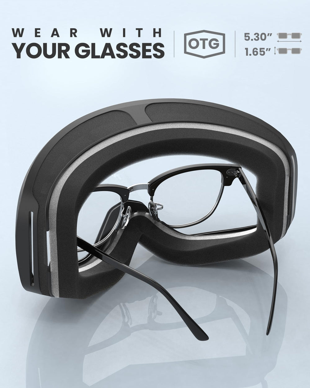 OutdoorMaster Owl worn over prescription glasses demonstrating OTG comfort