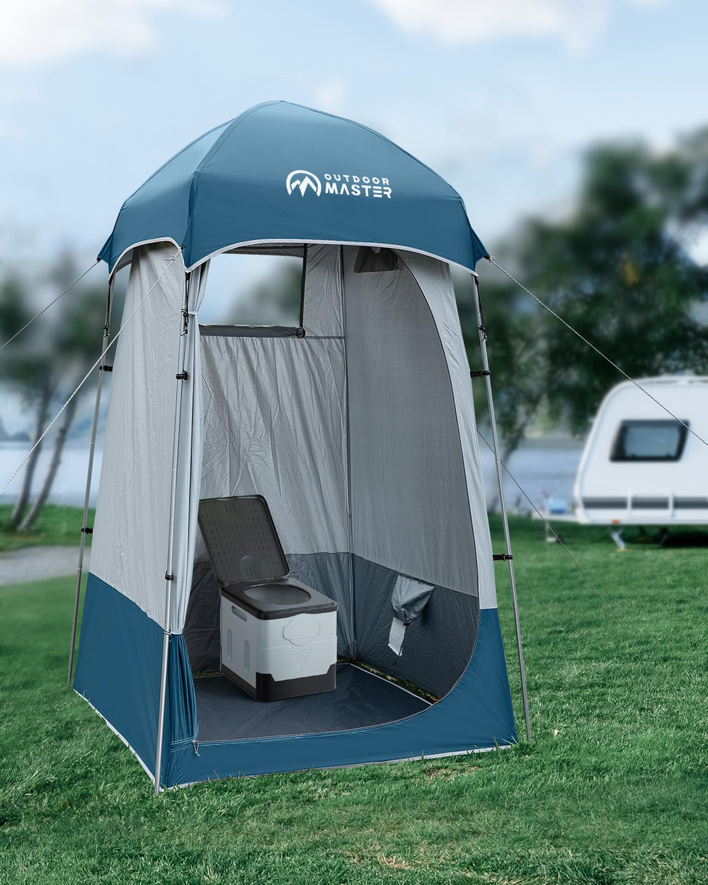 OutdoorMaster detachable PE ground mat inside tent offering barefoot comfort benefit