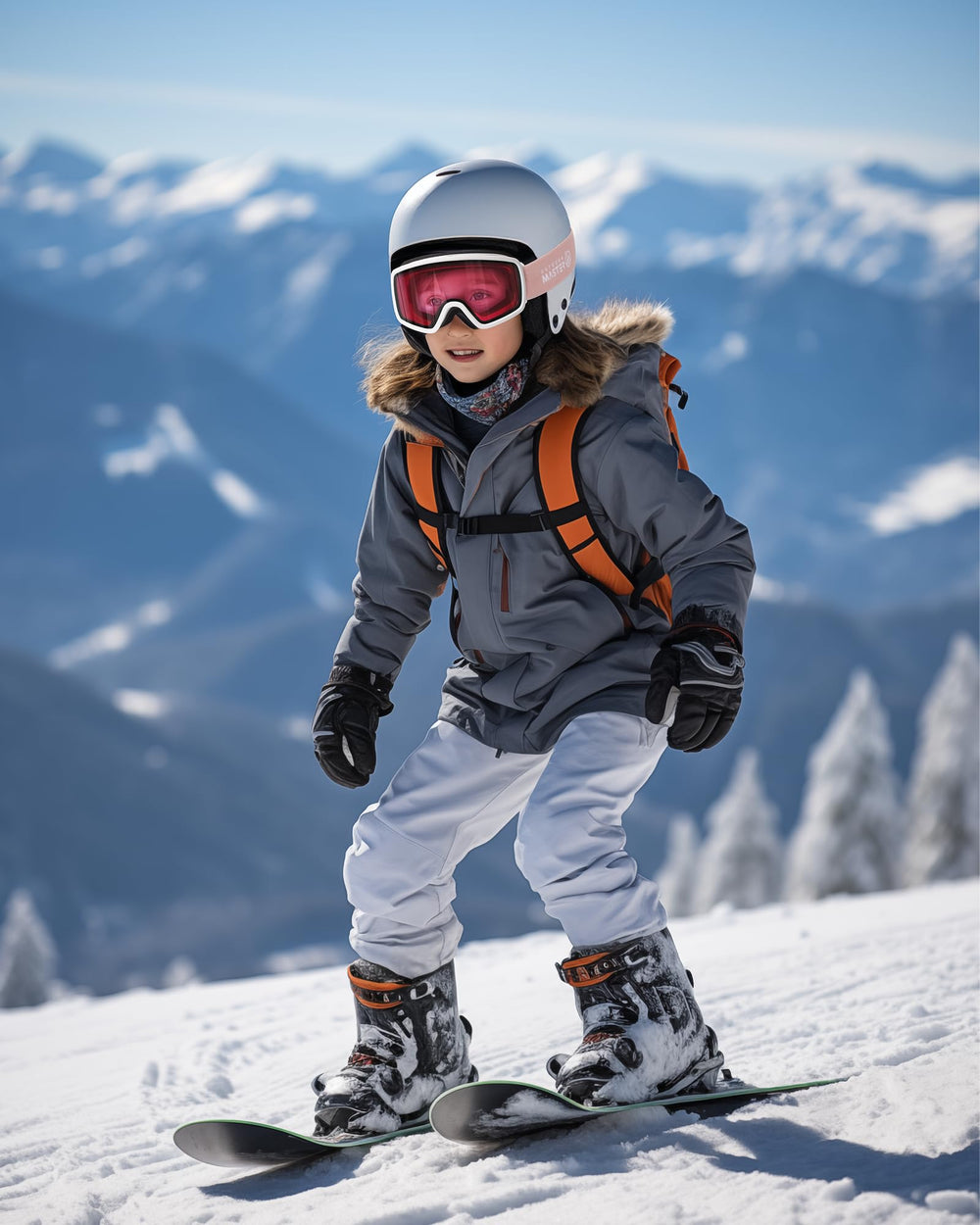 OutdoorMaster goggles held in hand for scale showing child-appropriate size