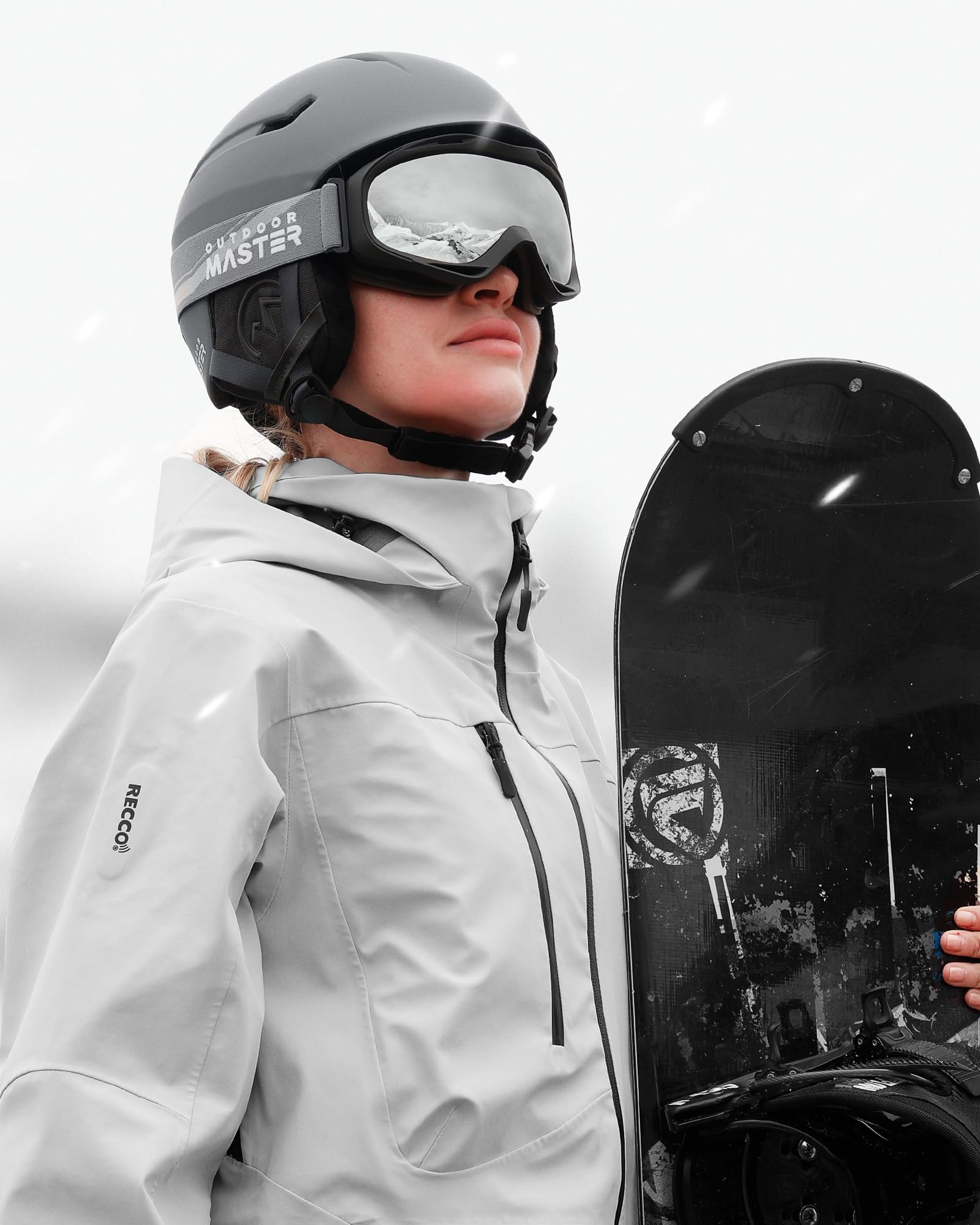 OutdoorMaster helmet beside a backpack showing compact size and portability