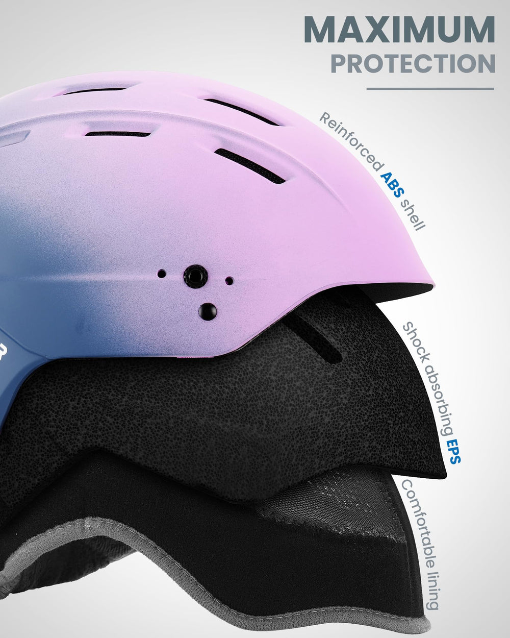 OutdoorMaster close-up of helmet vents showing breathable design and moisture control