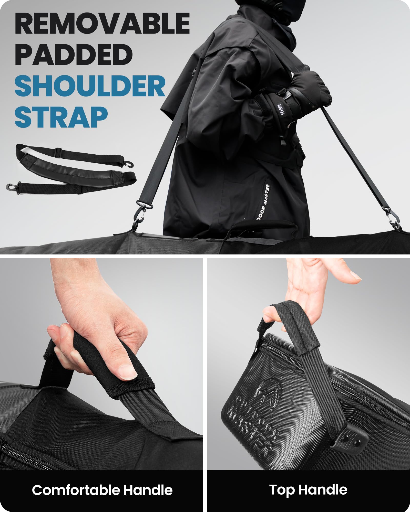 OutdoorMaster padded shoulder strap and handle for comfortable carrying