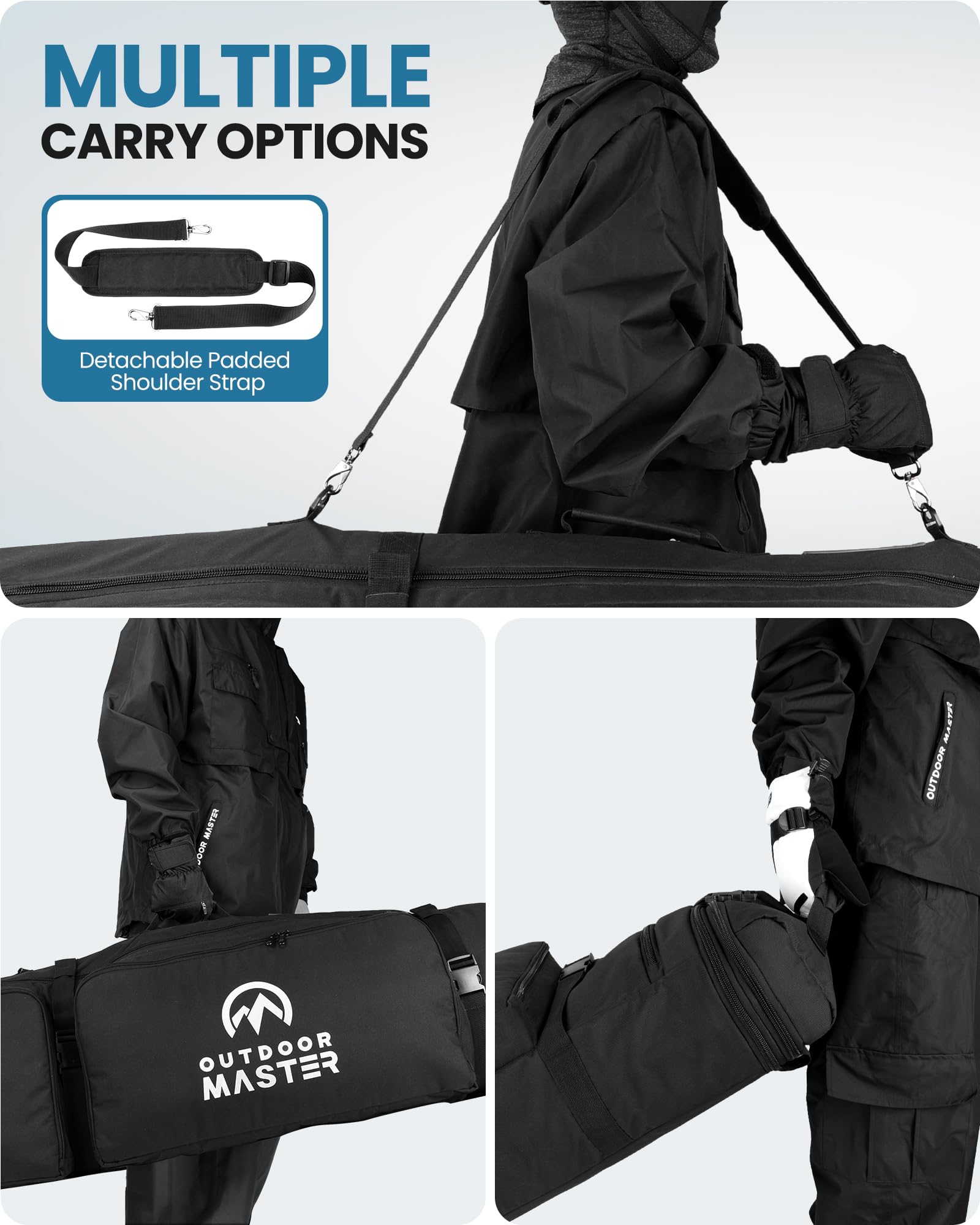 OutdoorMaster padded shoulder straps and grab handles for carrying comfort