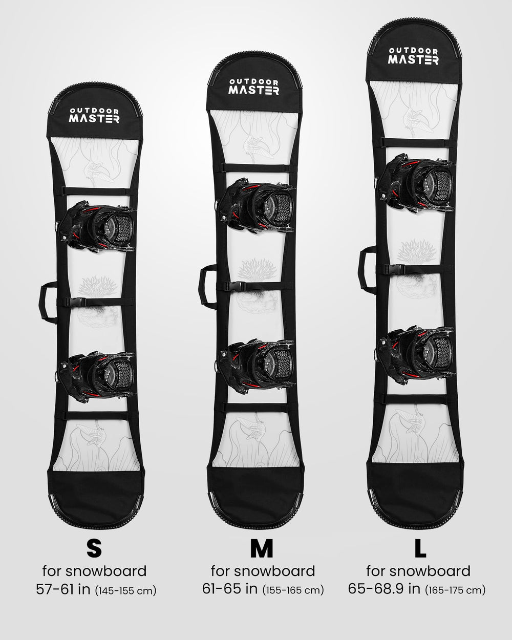OutdoorMaster sleeve with snowboard in car demonstrating secure transport