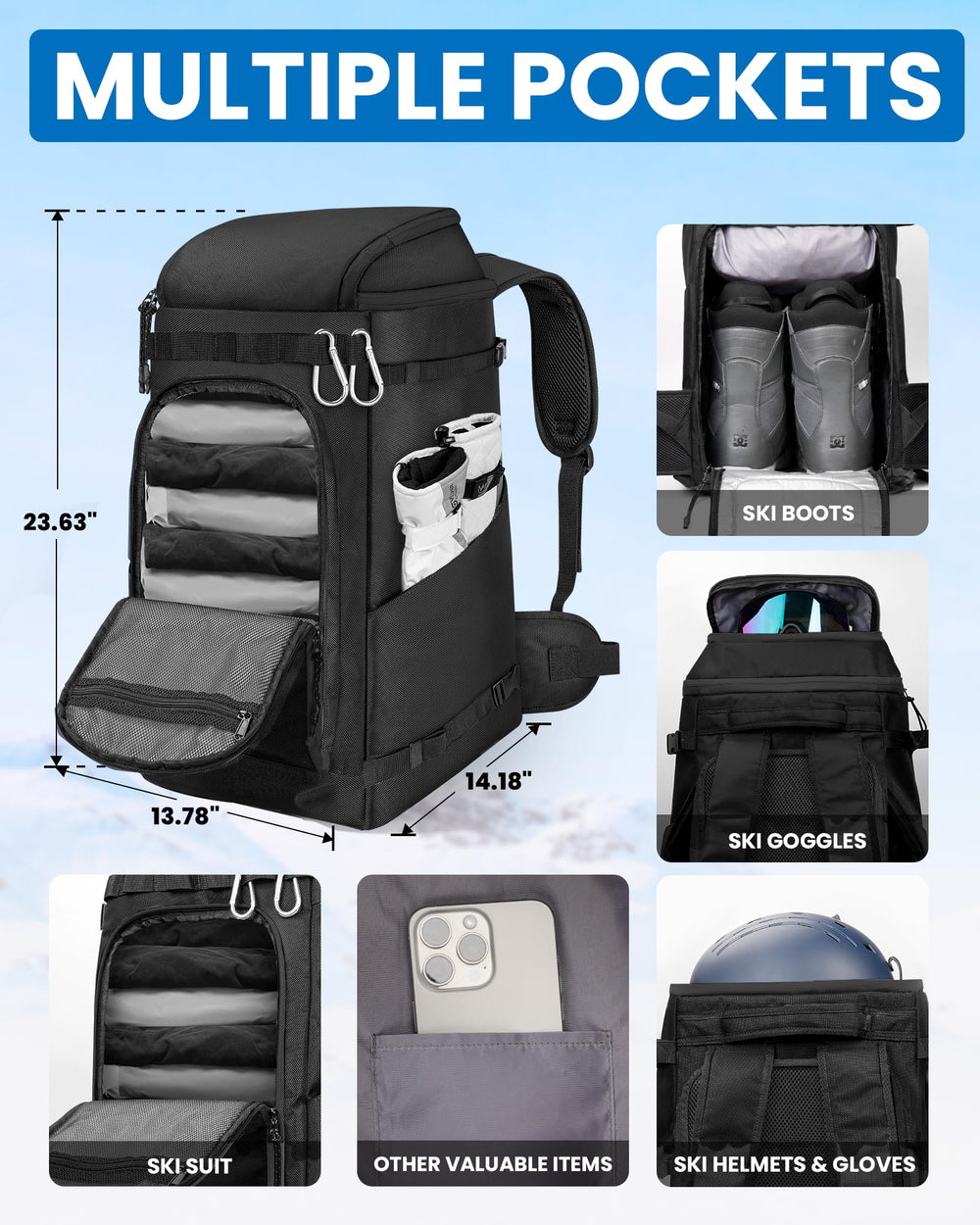 OutdoorMaster waterproof base close-up showing reinforced bottom benefit: keeps gear dry