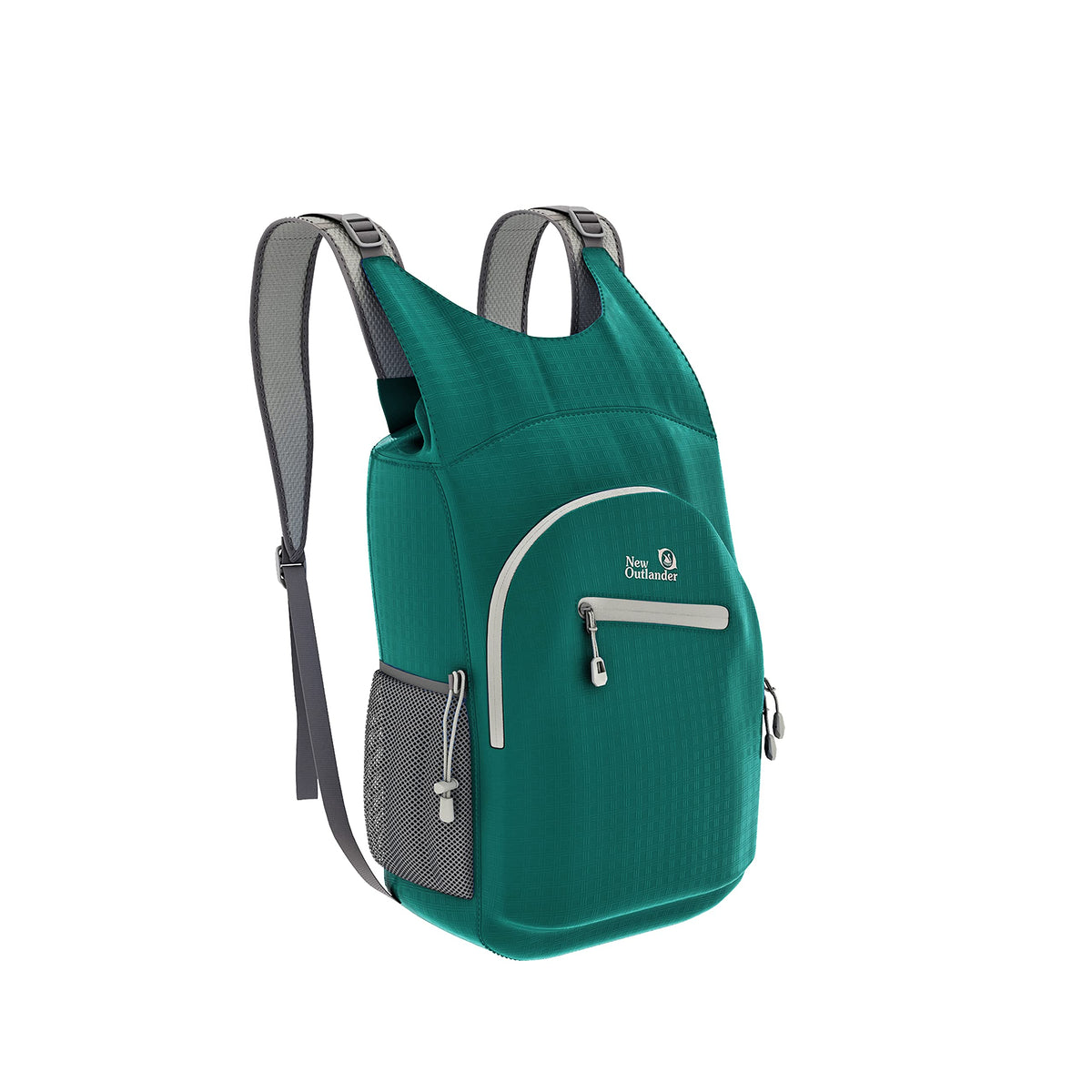 Outlander front view teal backpack showing clean profile and easy access pockets for organization