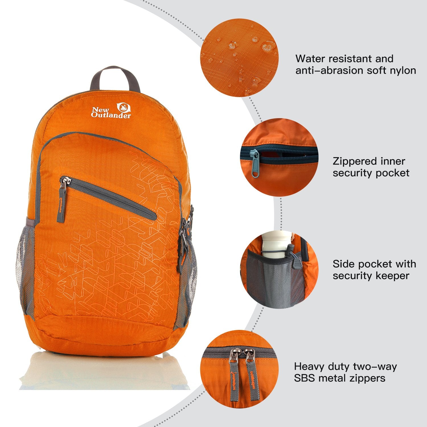 Outlander side pockets holding water bottle for quick hydration access
