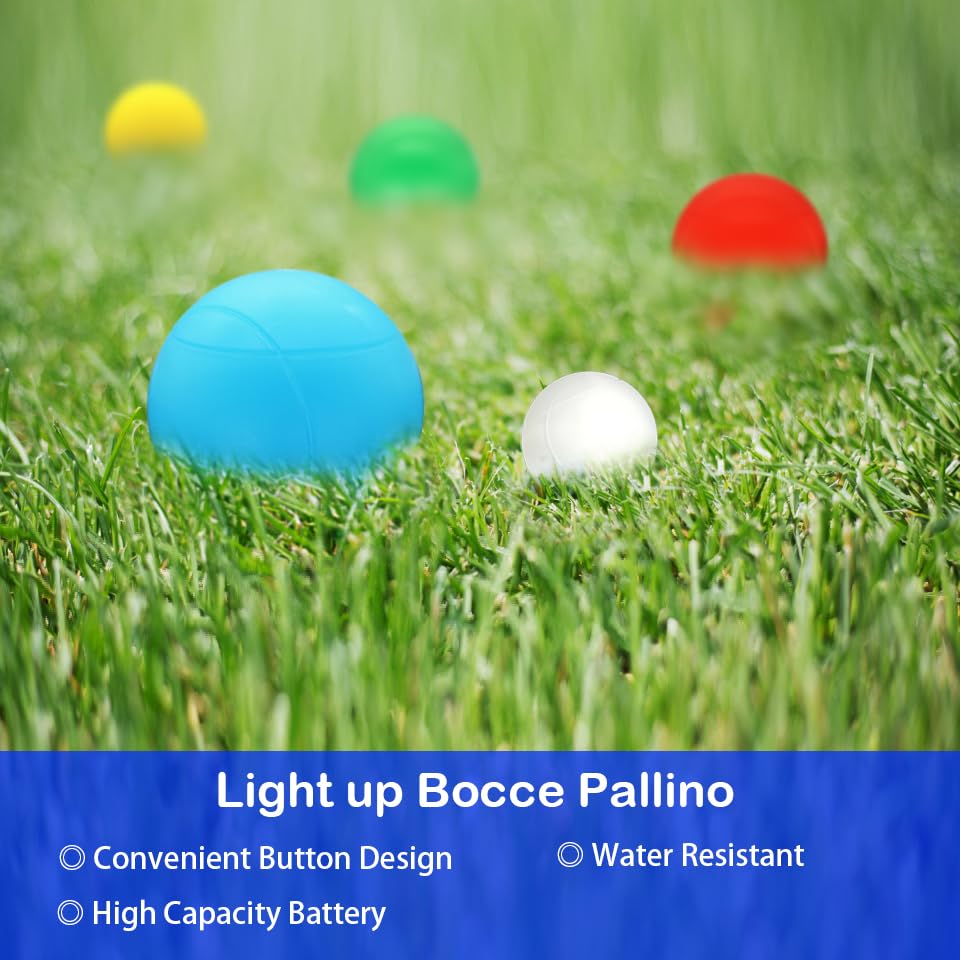 OUTOSS glowing pallino lit at night demonstrating clear visibility during play