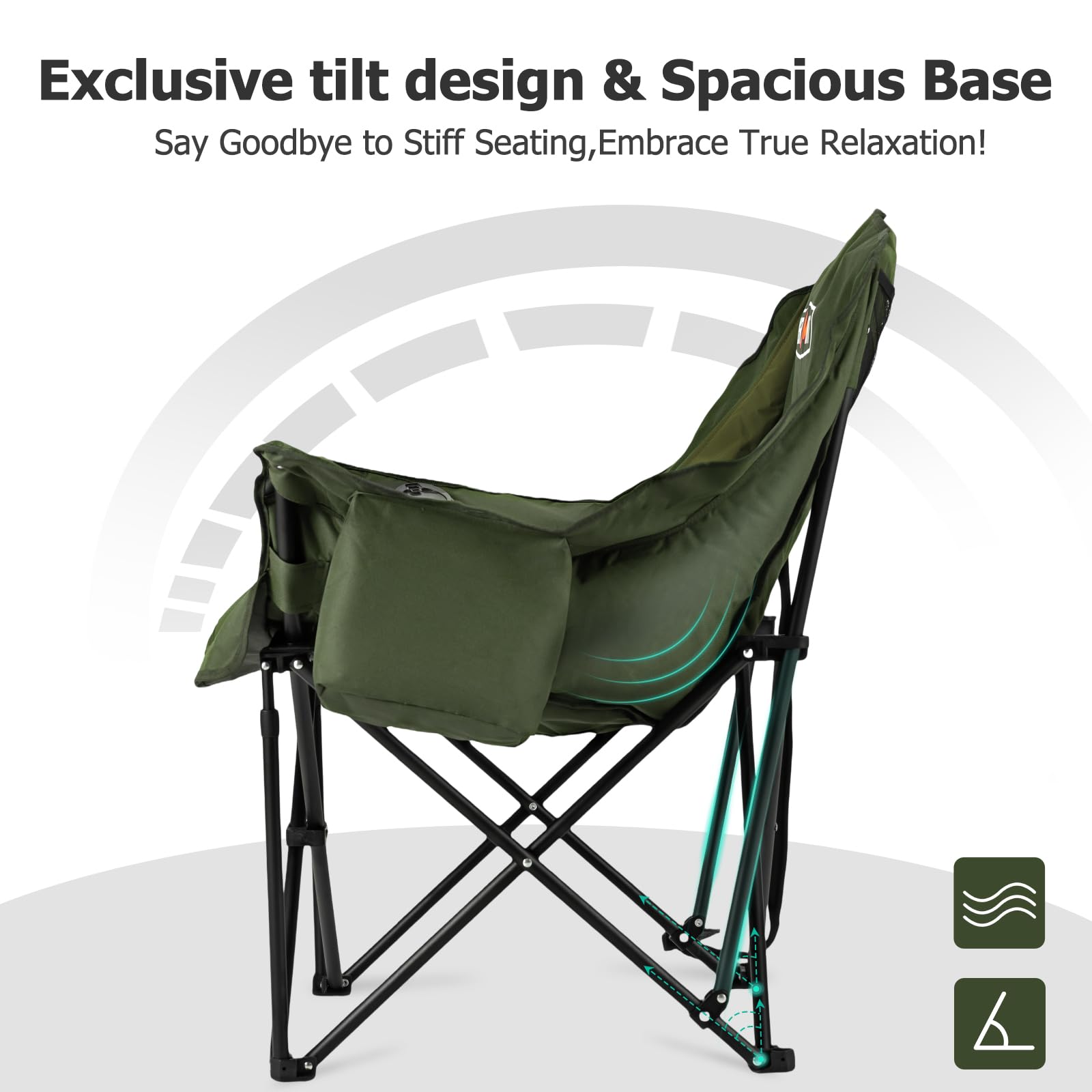Overmont chair set up at campsite for relaxed outdoor seating