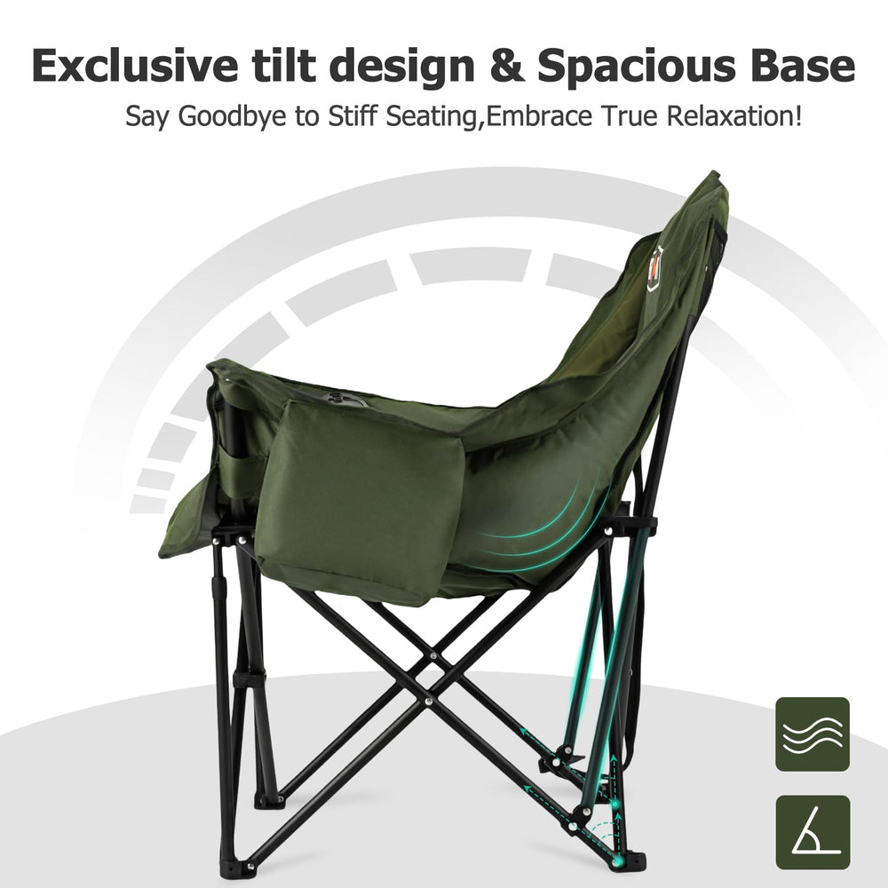 Overmont chair set up at campsite for relaxed outdoor seating