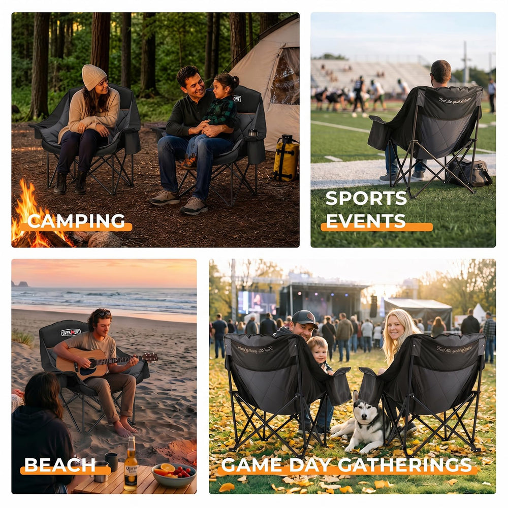 Overmont at campsite demonstrating comfortable seating and relaxation