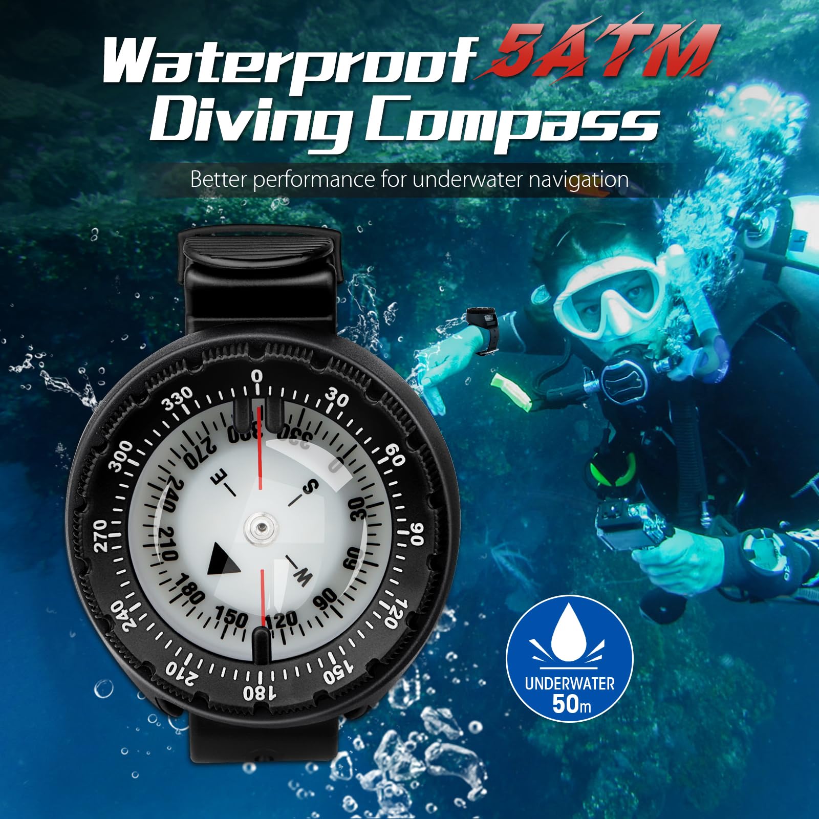 OVOVFANY side view of rotating bezel and red lubber line for precise heading benefit accuracy