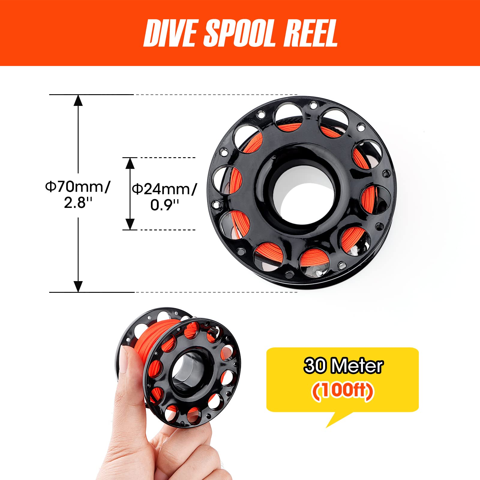 Owekfifv finger spool with 100ft line for controlled deployment