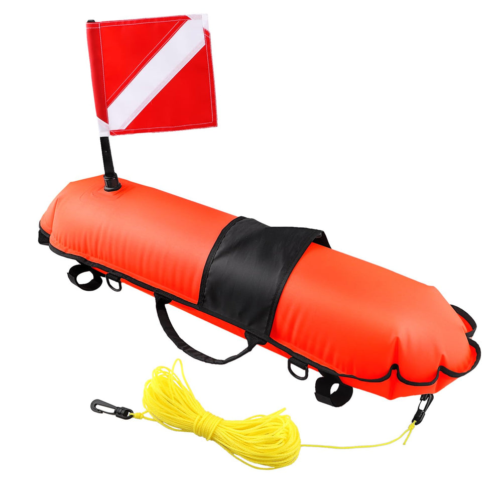 Owekfifv torpedo buoy front view showing bright orange visibility