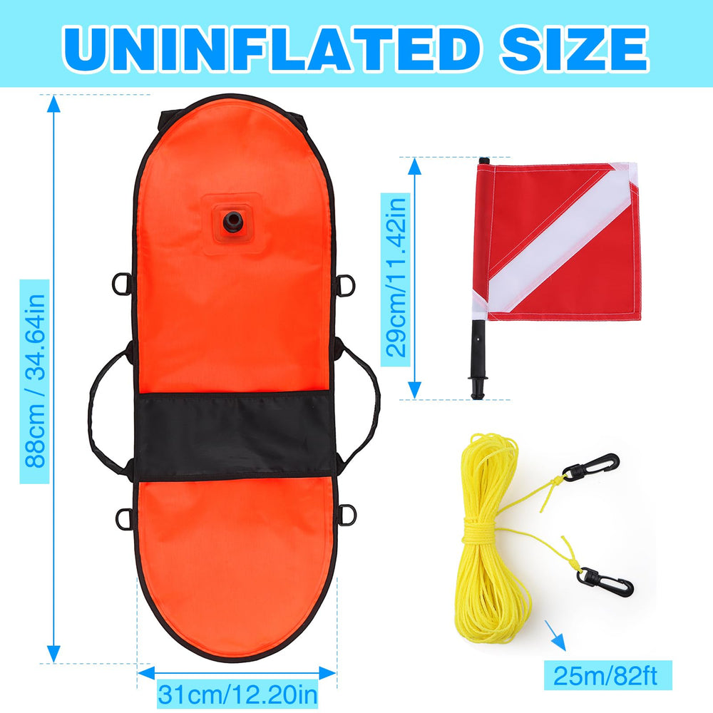 Owekfifv buoy being towed by diver at sea for low-drag tracking