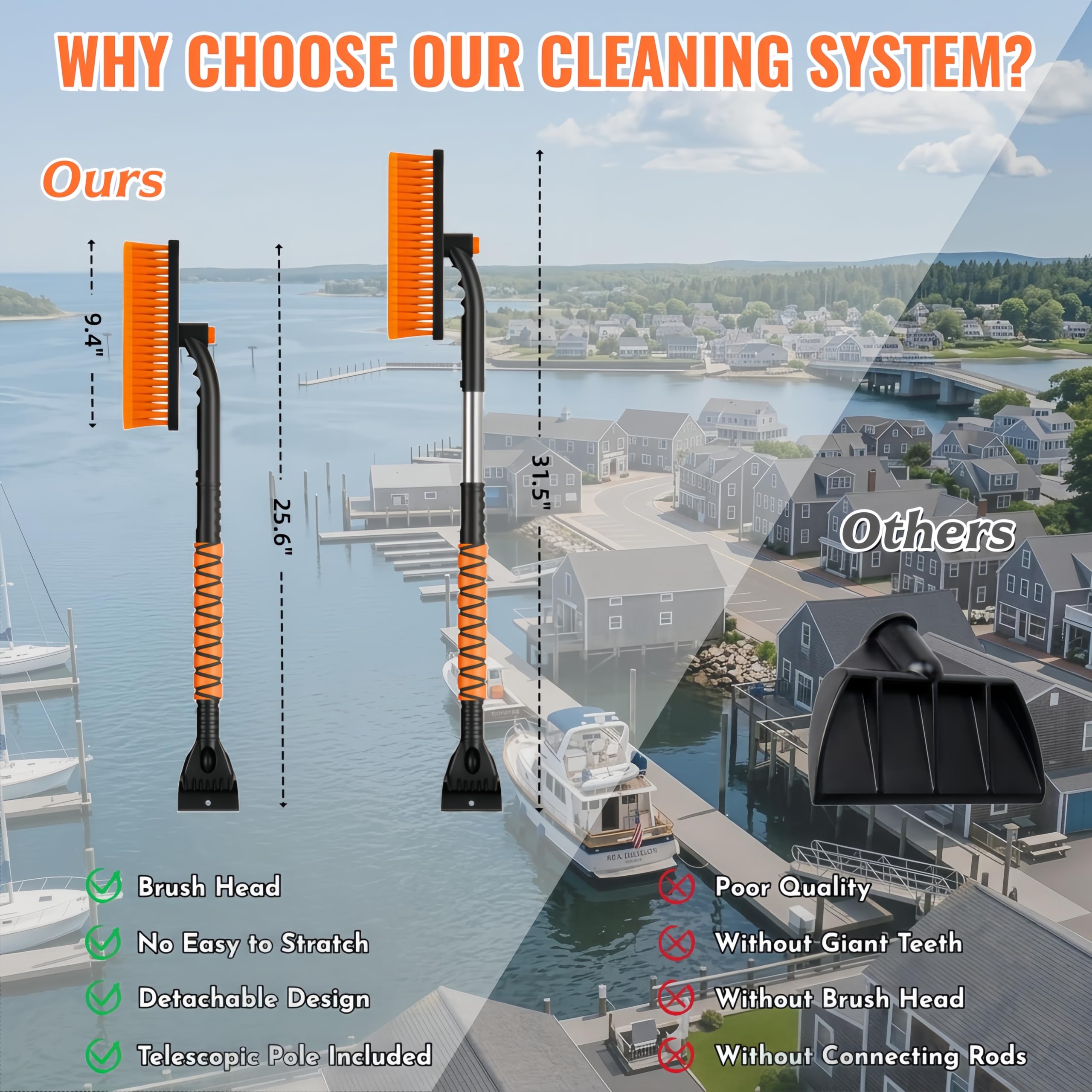 owfccla telescopic pole extended reaching under pontoon with leverage