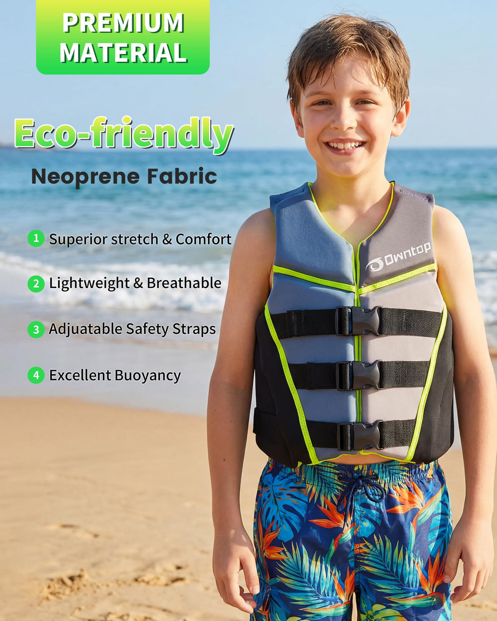 Owntop close-up of triple adjustable straps and quick-release buckles for secure fastening