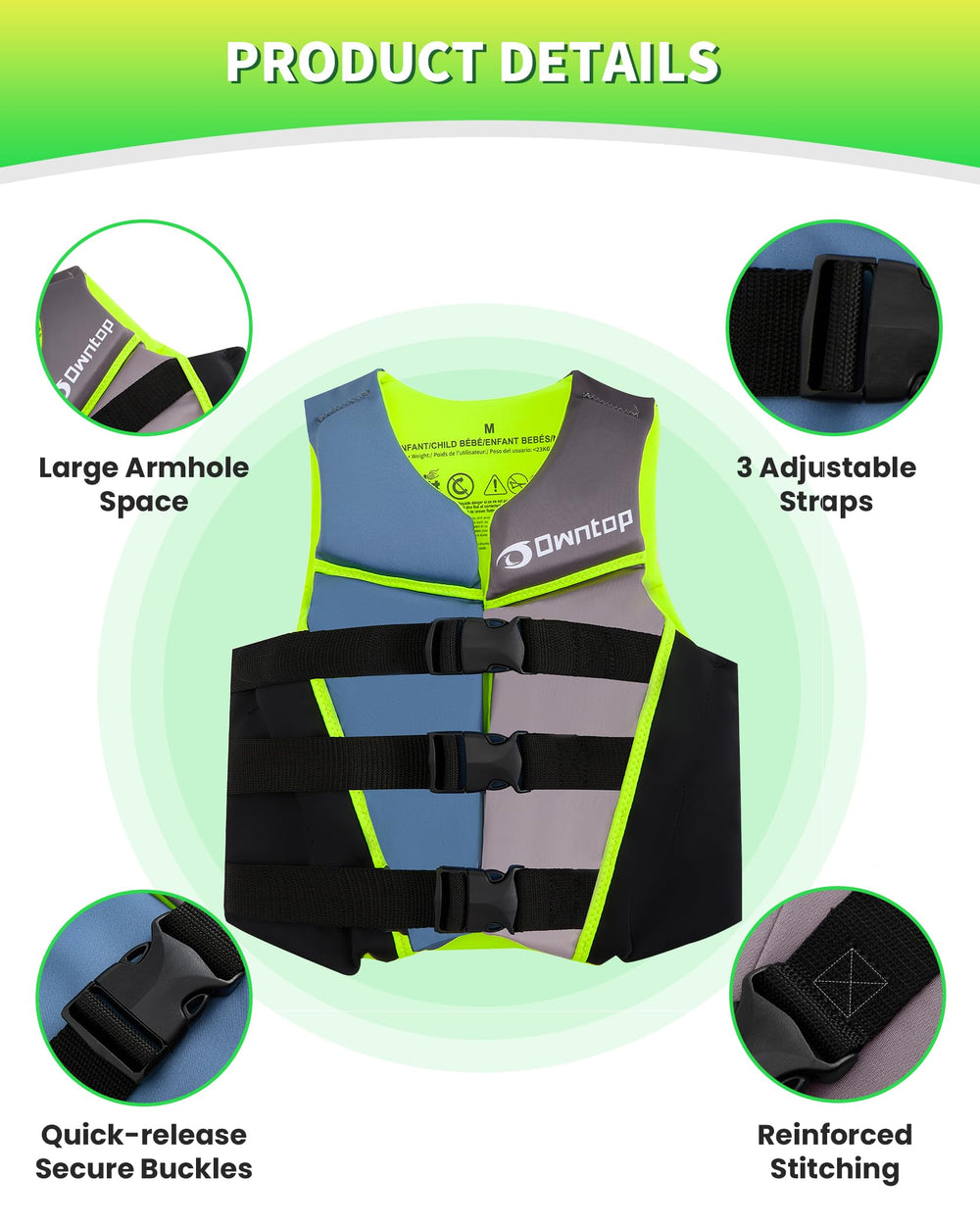 Owntop side view highlighting large armhole and reinforced stitching for free movement