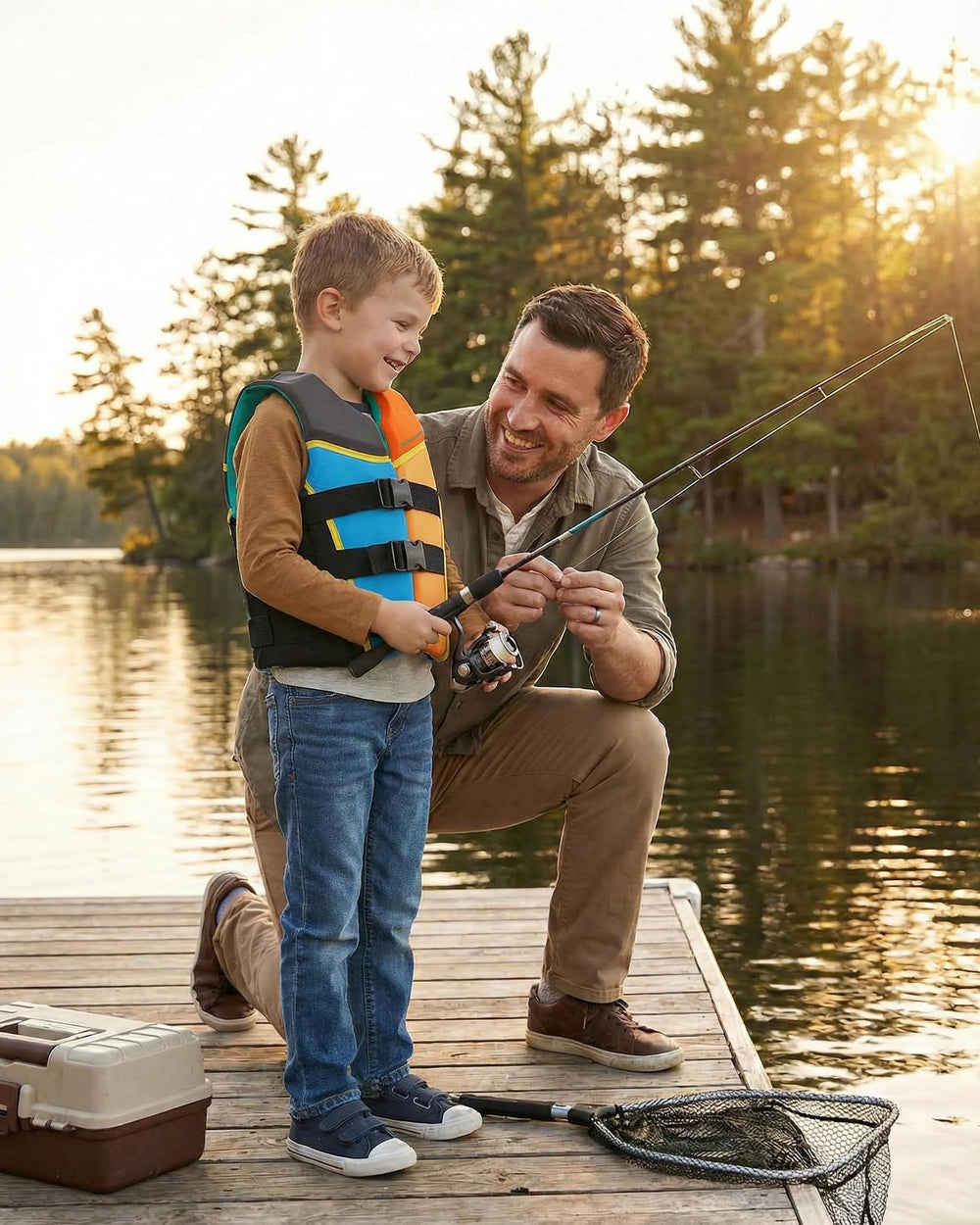Owntop vest on a child for scale to confirm proper 50–90 lb sizing