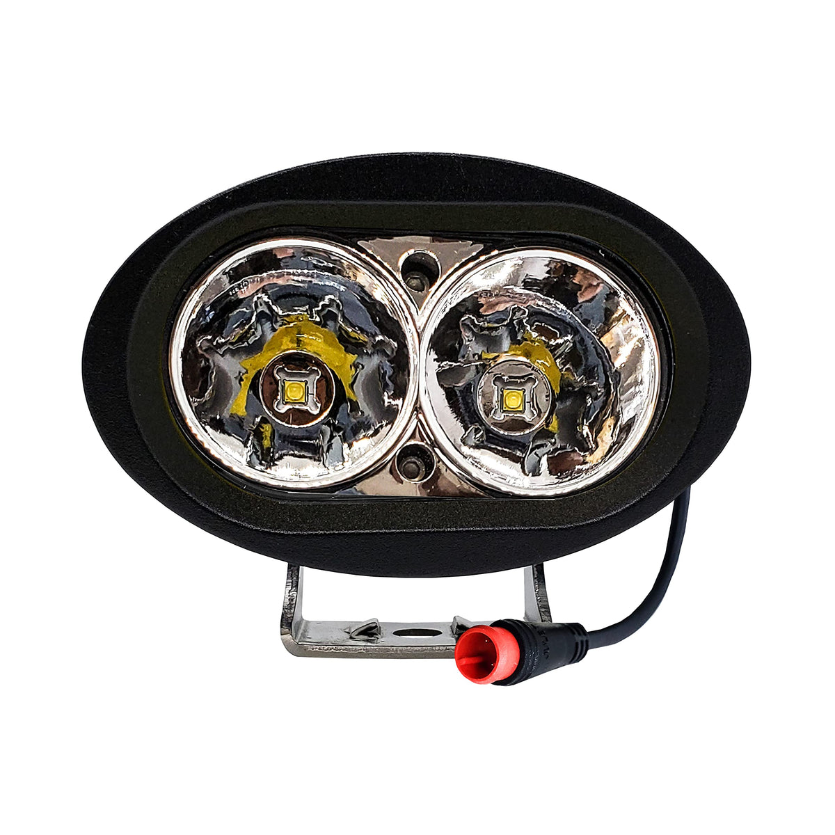 OZ-USA front view headlight showing bright lens and compact design for improved visibility